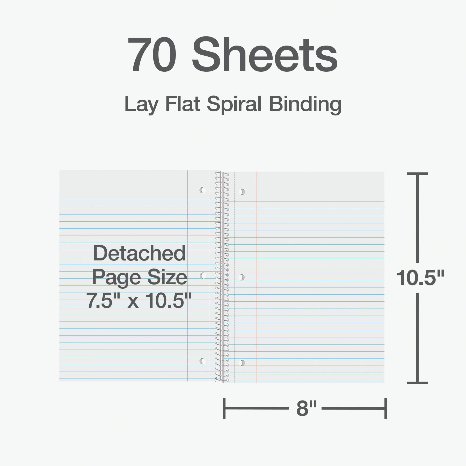 Oxford Spiral Notebooks 1-Subject Wide Ruled - 8 x 10.5 Inches 70 Sheets - 3 Pack Pastel Colors for School, College, Office & Journaling (1002541)