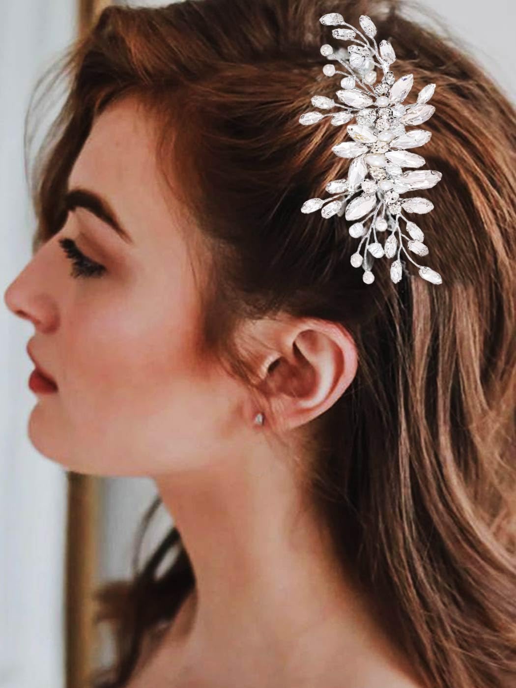 Sparkling Rhinestone Wedding Hair Comb - Silver Crystal Bridal Hair Accessories for Brides & Bridesmaids - Elegant Hair Clips for Women - Perfect for Weddings, Prom & Special Occasions