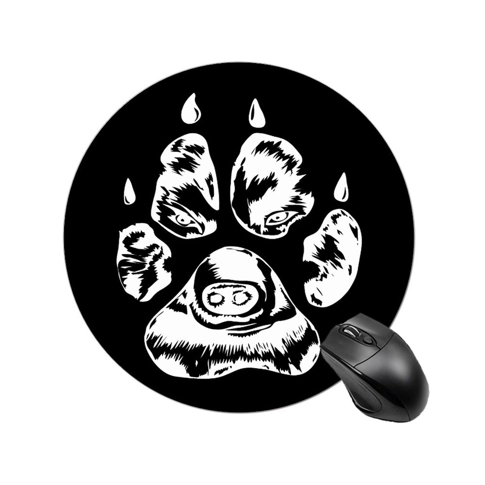Werewolf's Footsteps Round Gaming Mouse Pad - Non-Slip Rubber Base for Laptop, Computer, Office & Desk - Perfect for Gaming, Work & Home Office Use