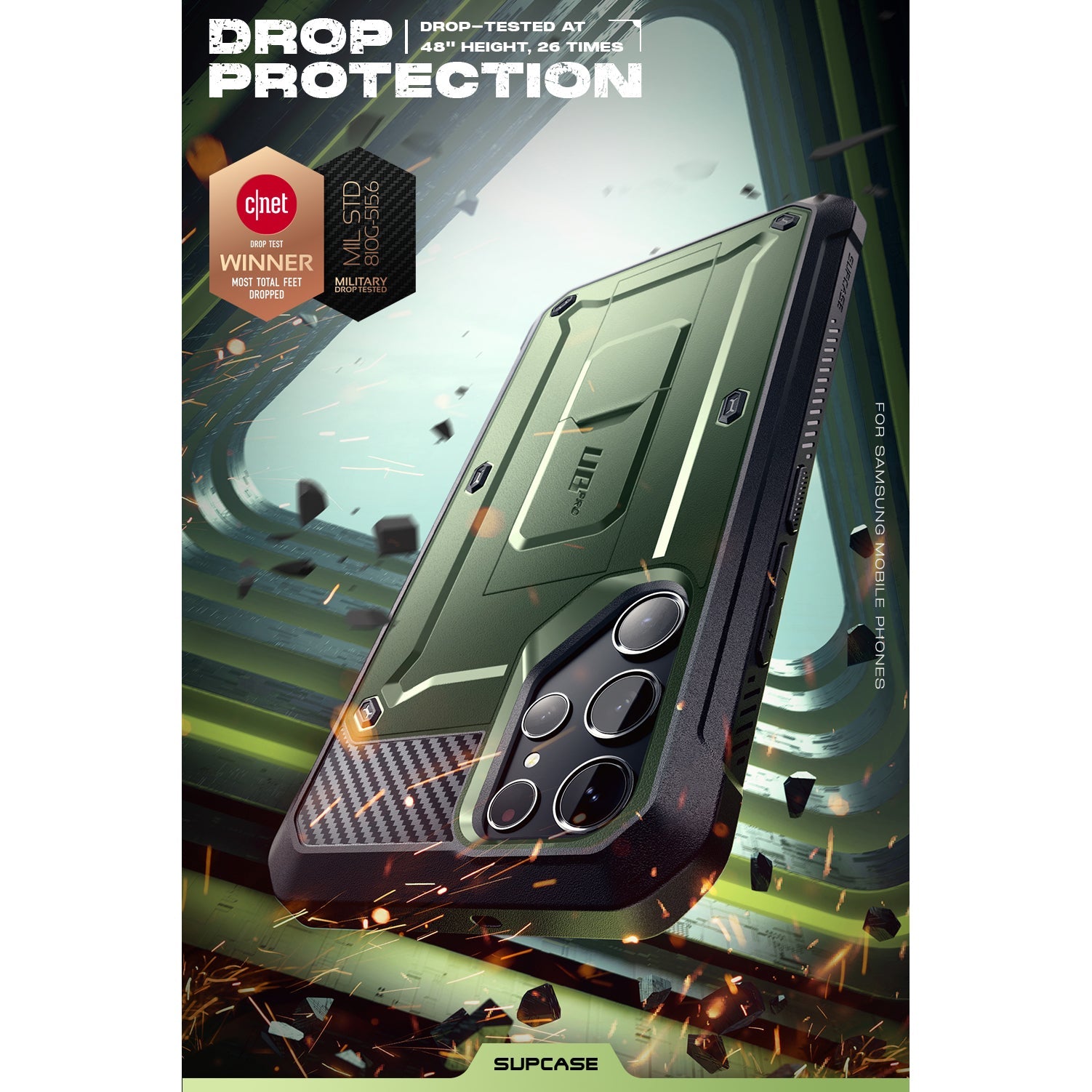 Samsung Galaxy S23 Ultra Unicorn Beetle PRO Case with Built-in Screen Protector - Dark Green | Heavy Duty Shockproof Protection for Outdoor, Work & Travel