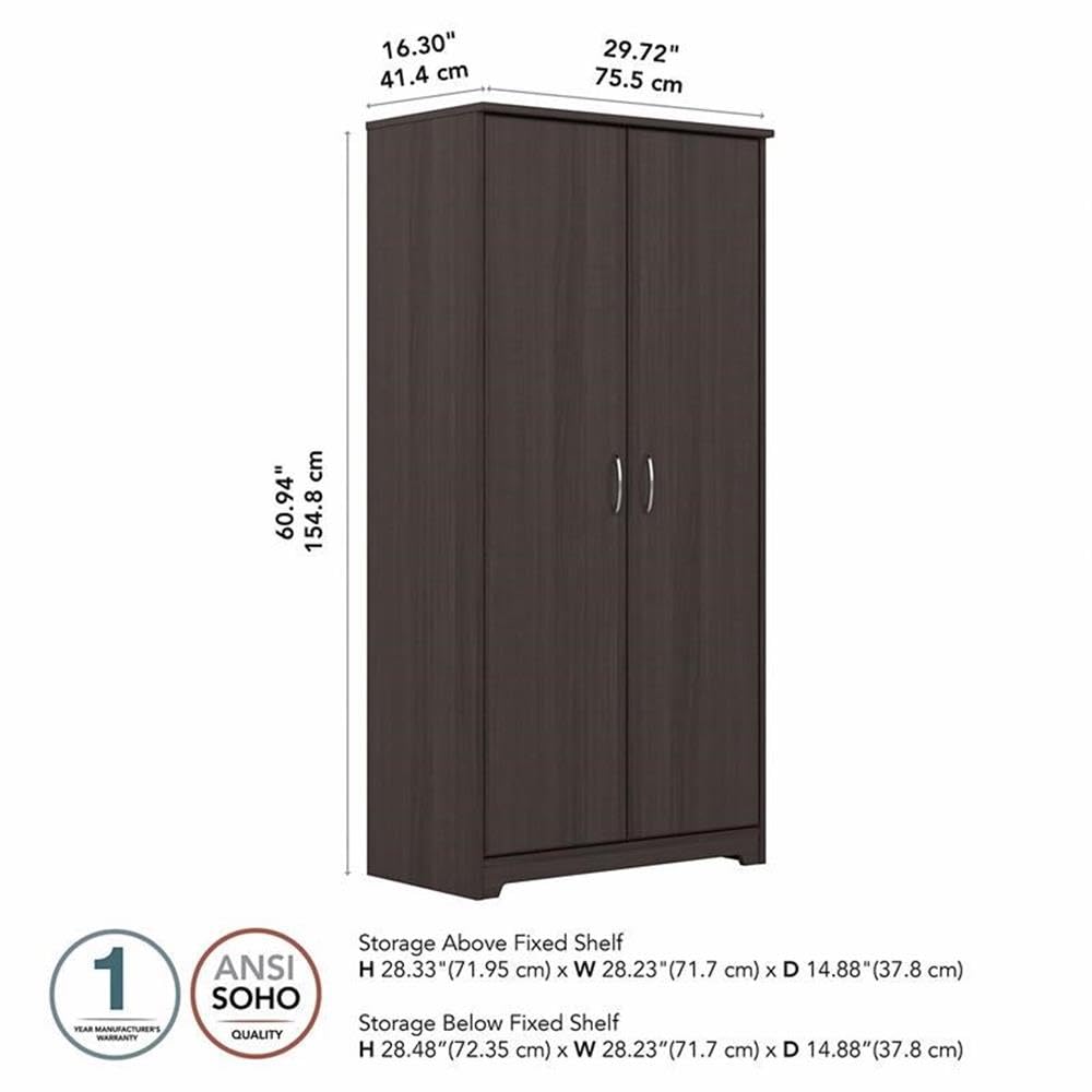 Bush Furniture Cabot Tall Kitchen Pantry Cabinet with Doors - 72 Inch Storage Organizer for Spices, Food & Cookware - Heather Gray Finish for Modern Farmhouse & Apartment Kitchens
