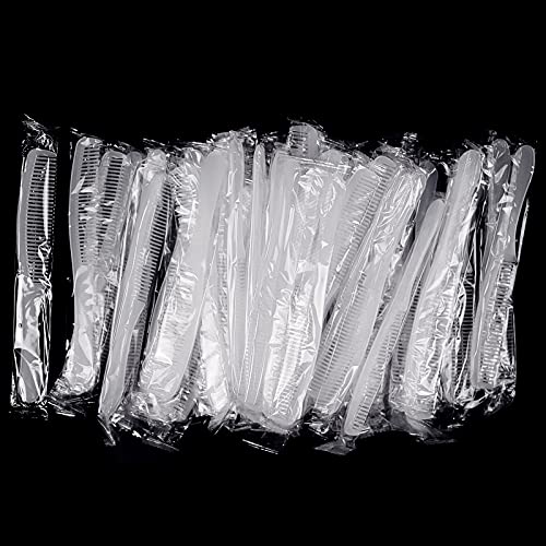 50 Pack Individually Wrapped Disposable Plastic Combs - Long Handle, Sturdy & Thick Hair Combs for Family, Salon, Travel & Hotels | Perfect for Home Use, Barber Shops, Shelters & Emergency Kits