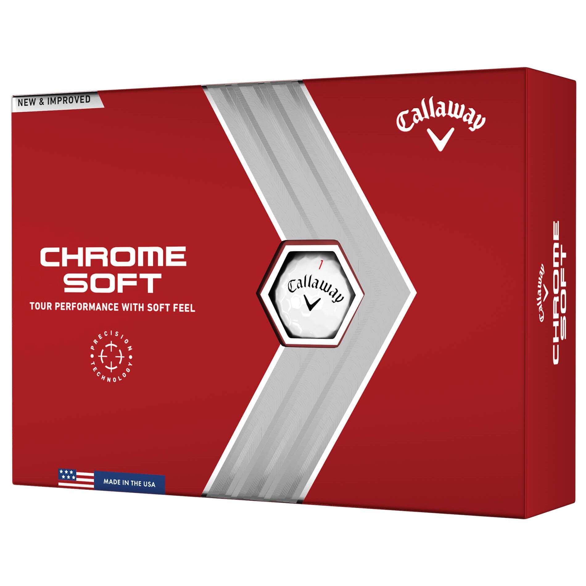 Callaway Chrome Soft Golf Balls - Premium 12 Pack for Long Distance & Soft Feel - Perfect for Tournament Play & Practice Rounds