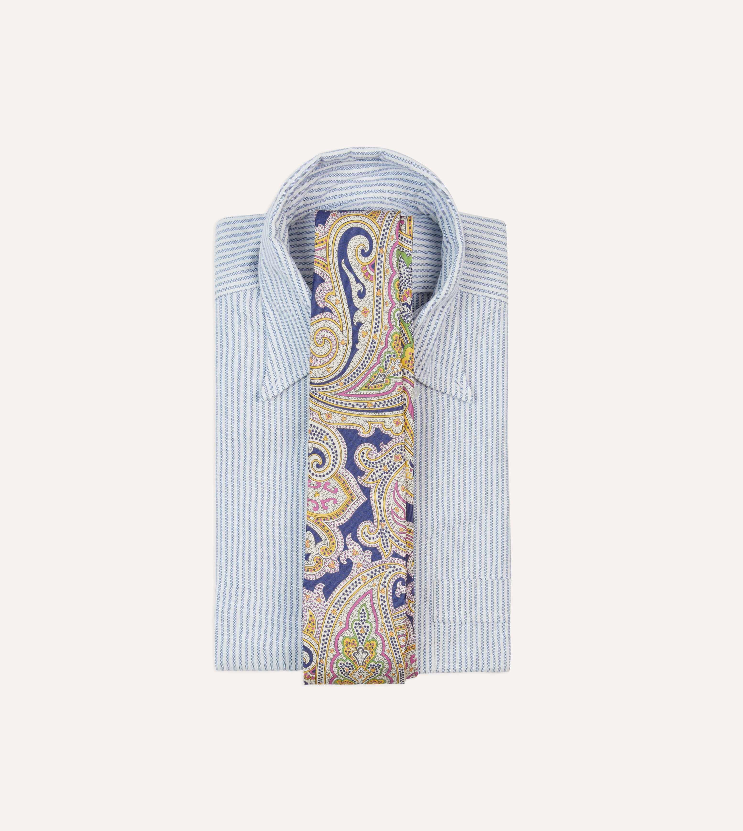 Premium Navy Blue Large Paisley Pattern Silk Necktie - Handcrafted Self-Tipped Design for Business, Weddings & Formal Occasions