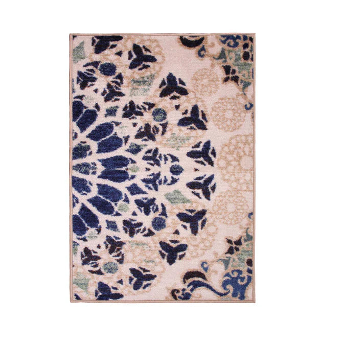 Thalia Damask Medallion Non-Slip Washable Indoor Area Rug - Soft Living Room Carpet, Bedroom Runner, Home Decor for Cozy Spaces