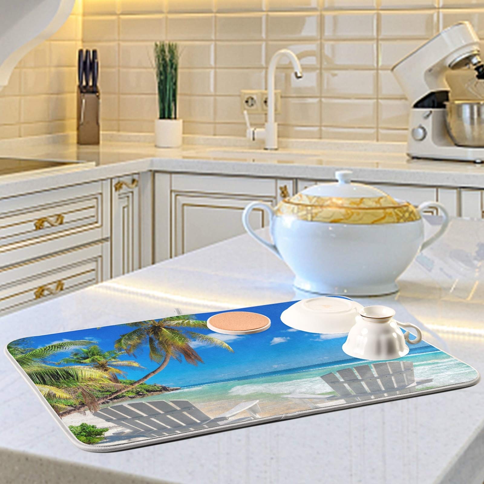 Turquoise Sea Palm Dish Drying Mat - 18