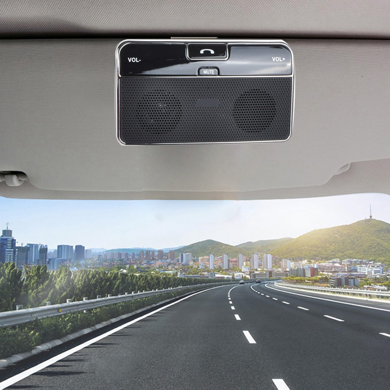 Hands-Free Bluetooth Car Kit - Wireless Car Speakerphone with Visor Clip, MP3 Player & Noise Cancellation for Safe Driving | Perfect for Commuting, Road Trips & Conference Calls
