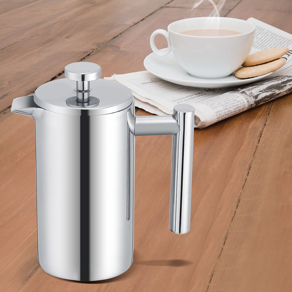 Premium Stainless Steel French Press Coffee Maker - 350ml Double Wall Insulated, Rust-Proof for Espresso & Tea - Perfect for Home, Office, Camping & Gifts
