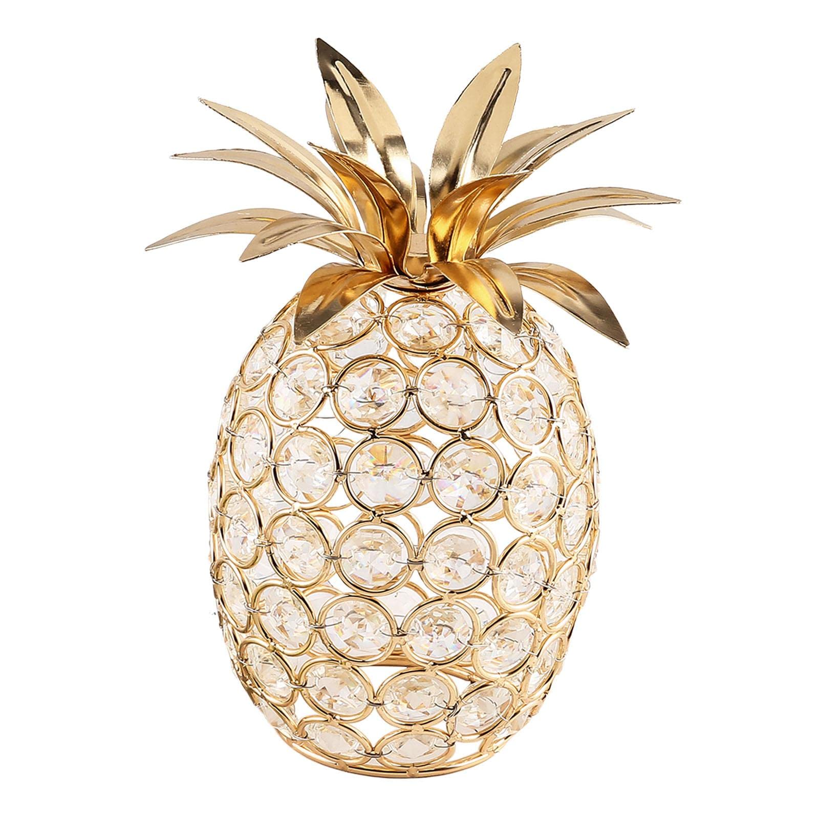 FAKEME Nordic Crystal Pineapple Statue - Handmade Metal Sculpture for Home Decor, TV Cabinet & Entrance Display - Elegant Fruit Art for Living Room, Office & Gift Giving