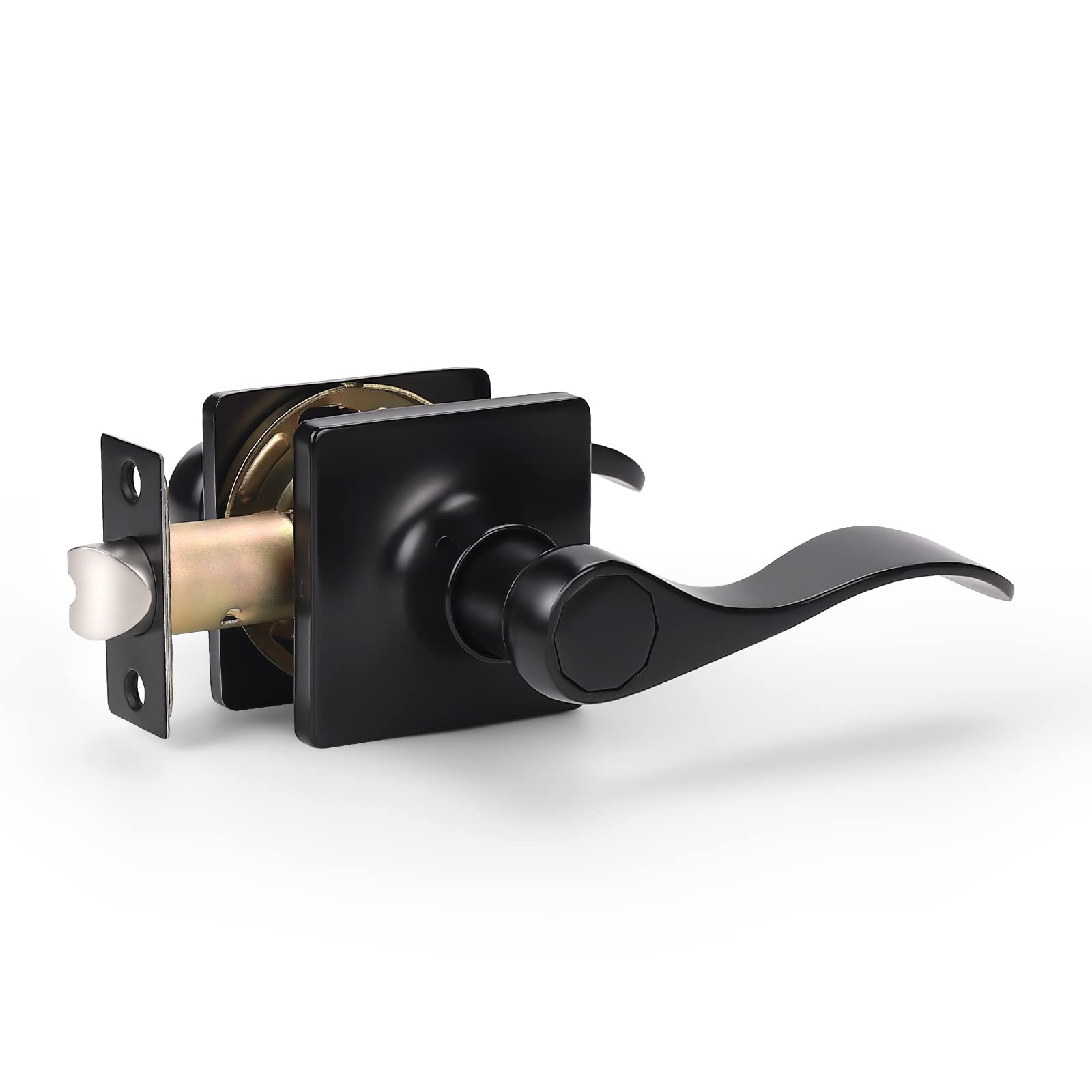 KNOBWELL 1 Pack Matte Black Door Handle - Hallway Closet & Passage Door Lever - Left & Right Hand Reversible - Perfect for Bedroom, Bathroom & Interior Doors