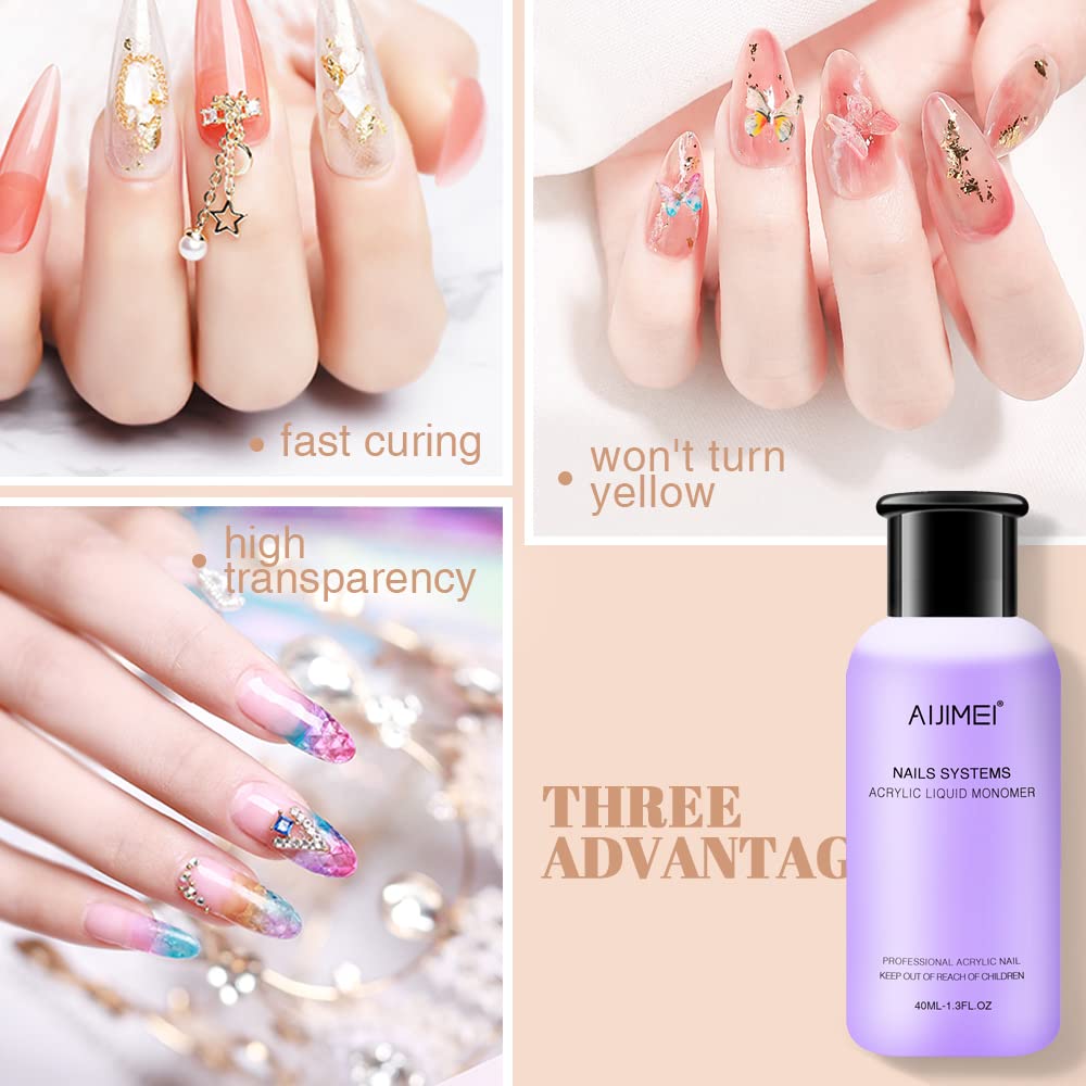 AIJIMEI Professional Acrylic Nail Kit with Liquid Monomer & Powder - Complete Nail Extension System for Salon & Home Use - Nail Art Starter Kit for Beginners (Set A) - Perfect for Manicures, Nail Extensions & DIY Nail Designs
