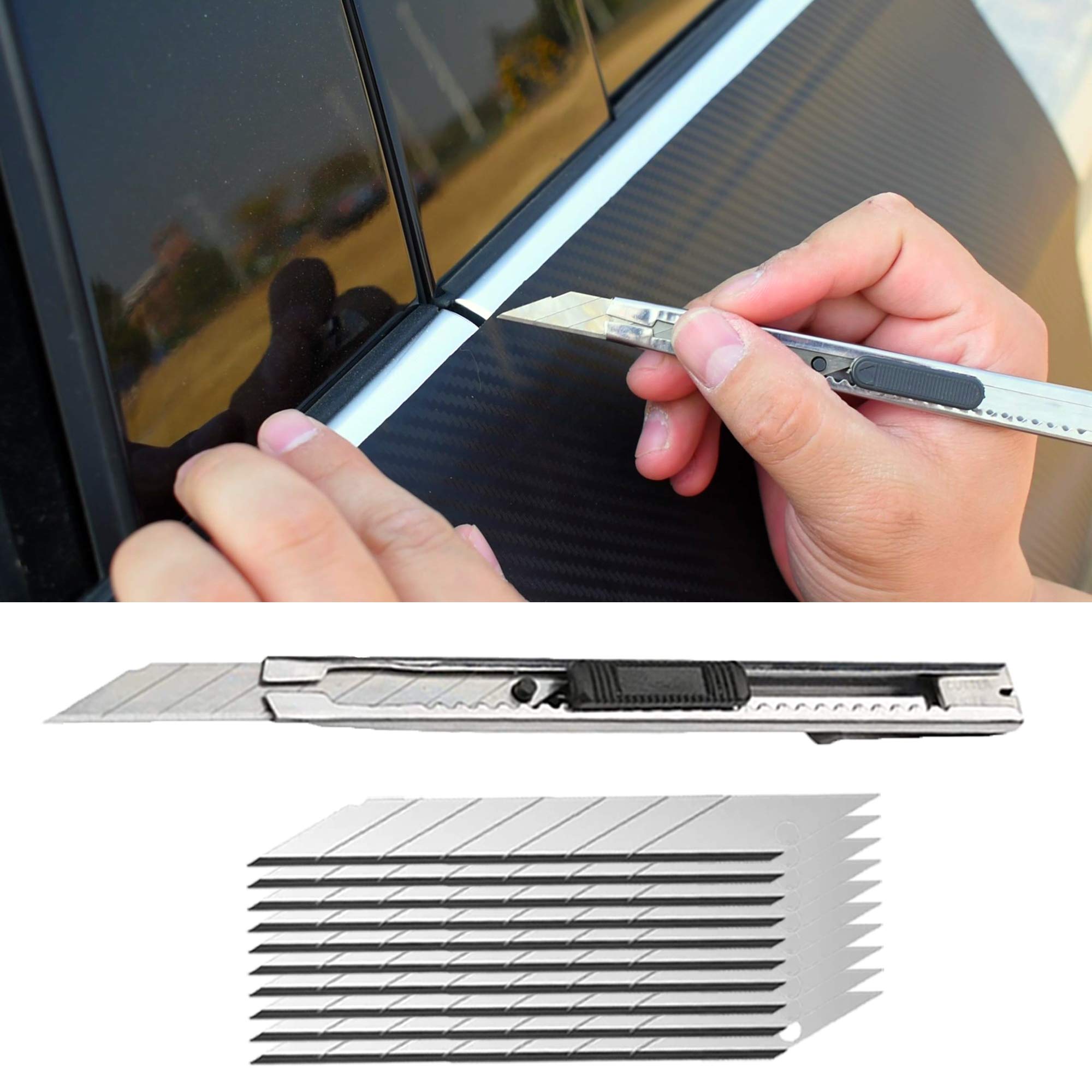 Zanch Knife-Less Vinyl Wrap Tool Kit - 16FT(5M) Safety Tape Cutter with Felt Squeegee for Car & Motorcycle Wrapping - Perfect for Professional Auto Detailing and DIY Vinyl Installation