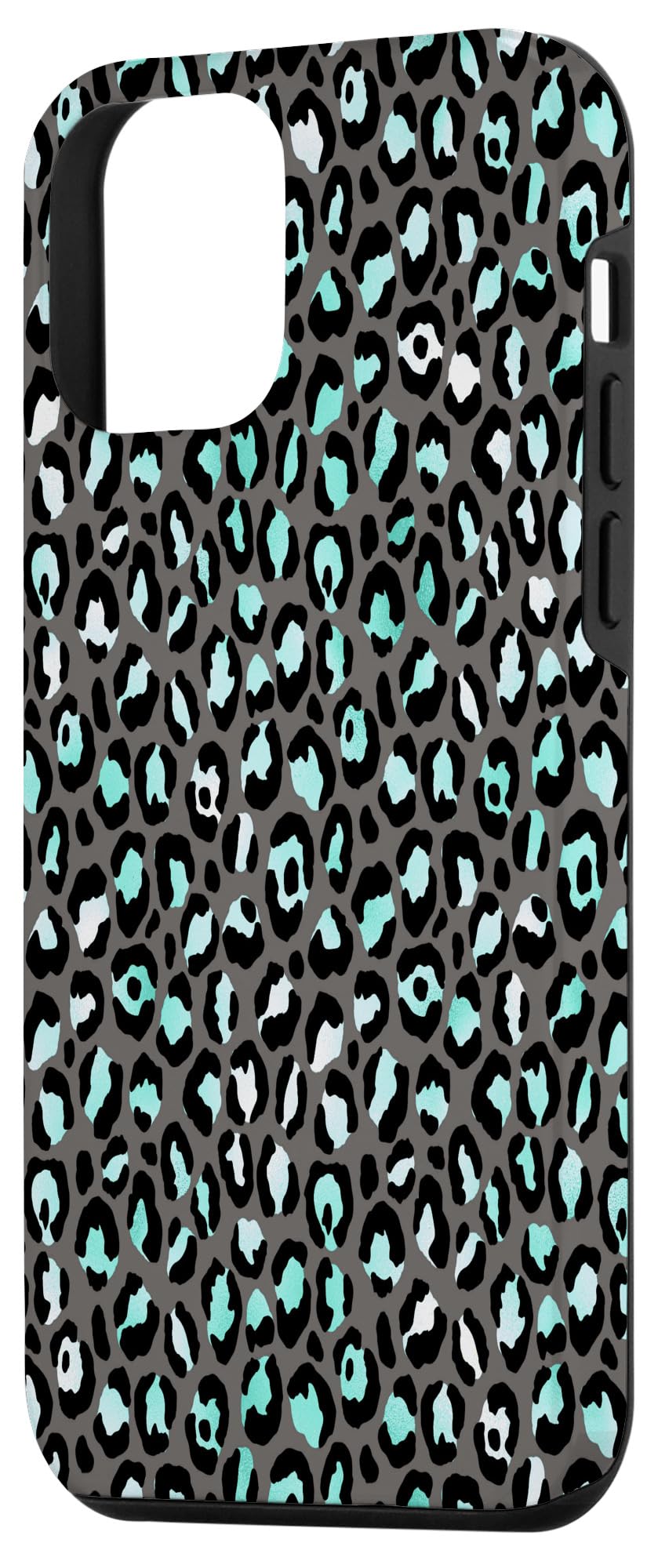 iPhone 12 Mini Case - Leopard Print Cheetah Animal Pattern Phone Cover in Turquoise Teal | Stylish Protection for Everyday Use, Travel & Outdoor Activities