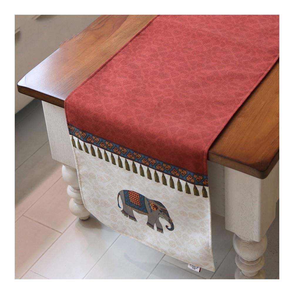 HUAHUA Chinese Style Table Runner - 35x120cm Modern Elephant Print National Wind Design for Coffee Table, TV Cabinet, and Bed Decor - Perfect for Dining Room, Living Room, and Home Decoration