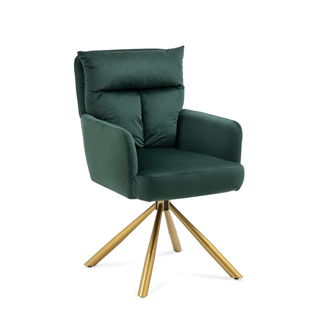 Kissybride Velvet Swivel Accent Chair - Modern High-Back Upholstered Armchair with Sturdy Metal Legs for Bedroom, Living Room, Office & Cafe | Comfortable Lounge Chair for Reading Nook, Home Theater Seating & Cozy Corner (Emerald Green)