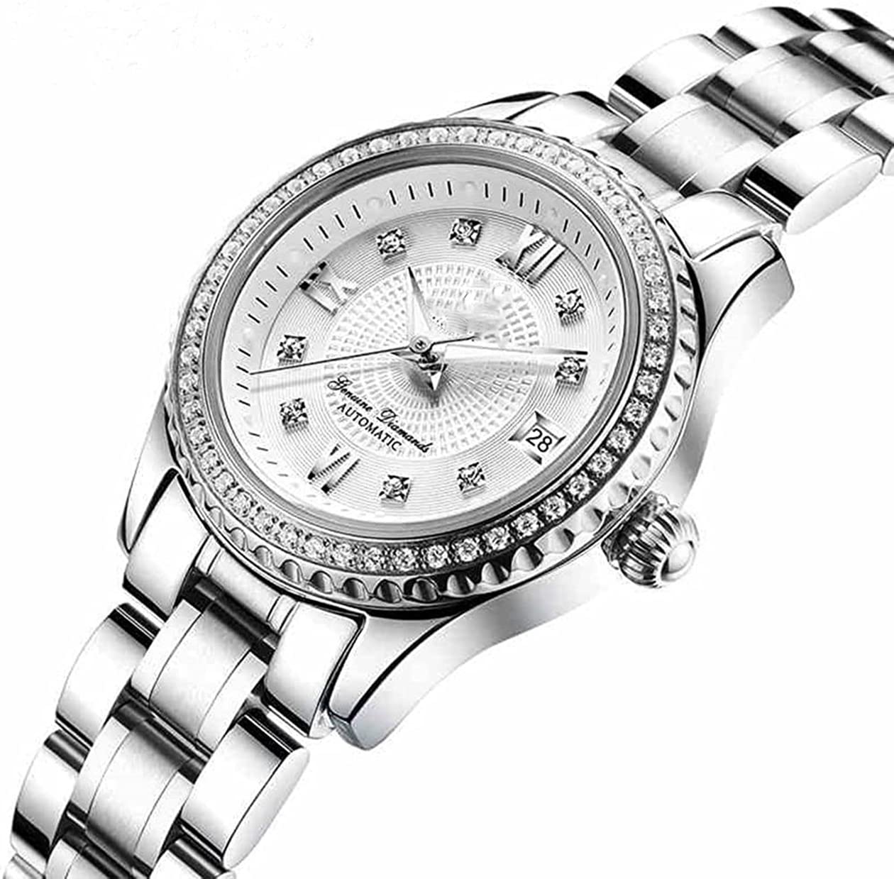 Luxury Automatic Self-Wind Couples Watches with Calendar Date - Stainless Steel His & Hers Matching Watch Set for Men & Women | Perfect Anniversary, Wedding, and Valentine's Day Gifts for Couples