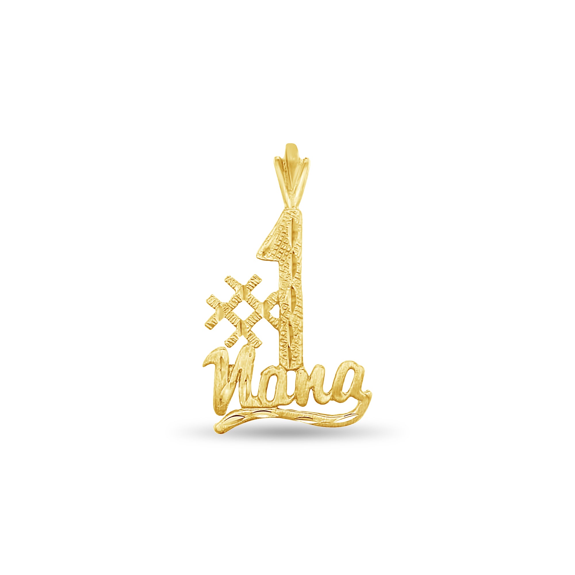 #1 Nana Charm Pendant with Diamond Cuts in 14k Yellow Gold - Perfect Gift for Mother's Day, Birthday & Anniversary Jewelry