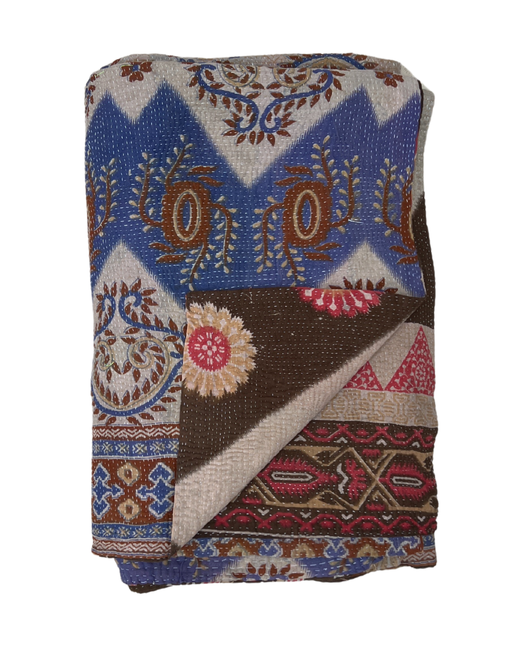 Midweight Kantha Quilt No. 795 - Handmade Cotton Throw Blanket for Bed, Sofa & Home Decor - Perfect for Cozy Nights, Boho Style & Gift Giving