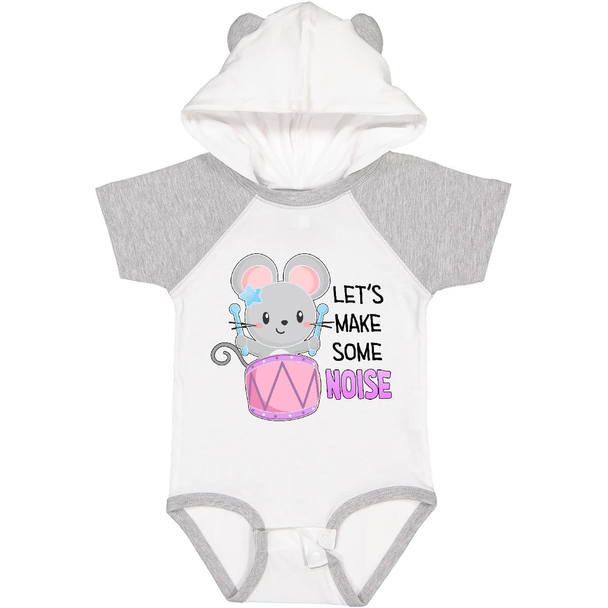 Inktastic Let's Make Some Noise Cute Mouse Drummer Baby Bodysuit - Adorable Musical Themed Onesie for Infants & Toddlers - Perfect for Concerts, Music Parties & Photo Shoots