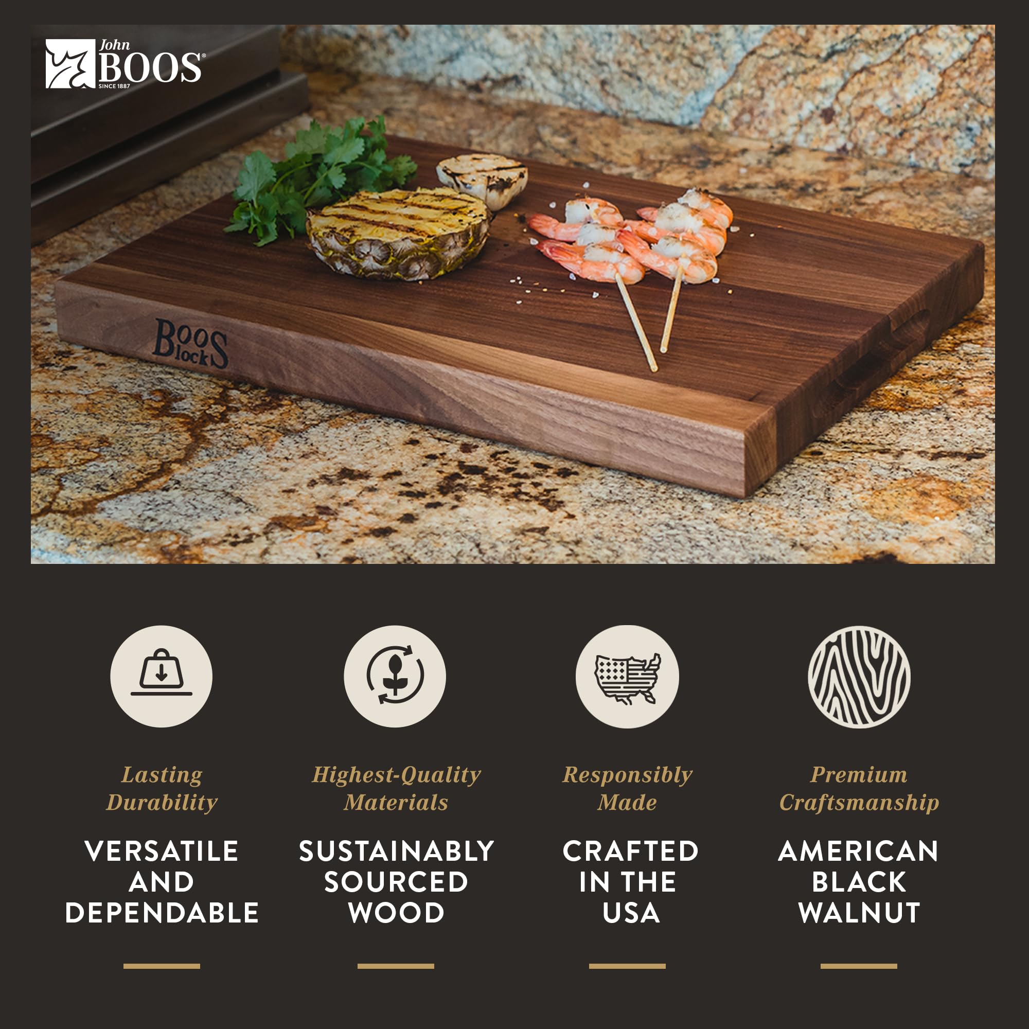 John Boos Block Reversible Walnut Wood Cutting Board 20