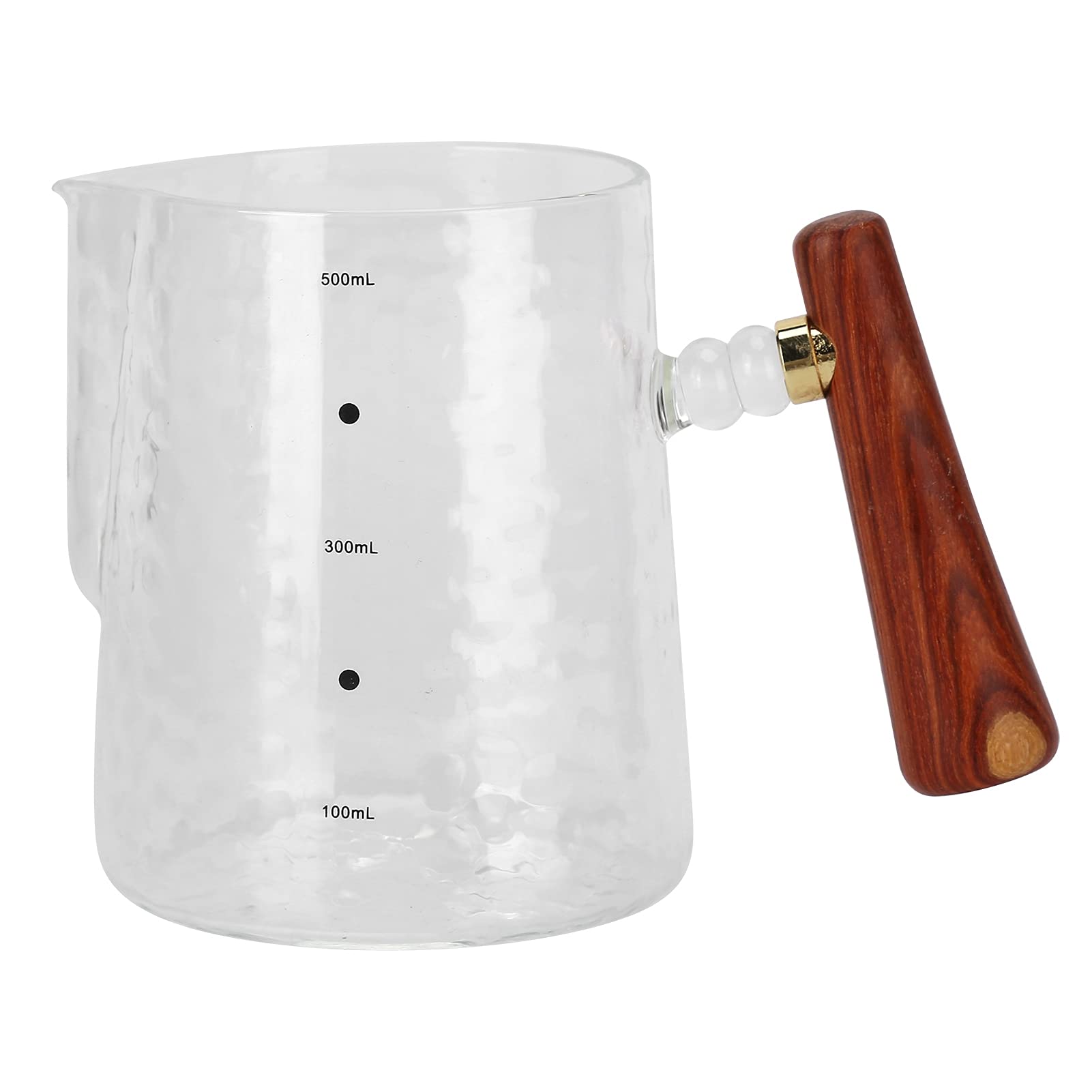 500ml Wooden Handle Measuring Pitcher - Milk Frothing Cup with Scale for Latte, Espresso & Coffee - Perfect for Home Baristas & Professional Use in Cafes