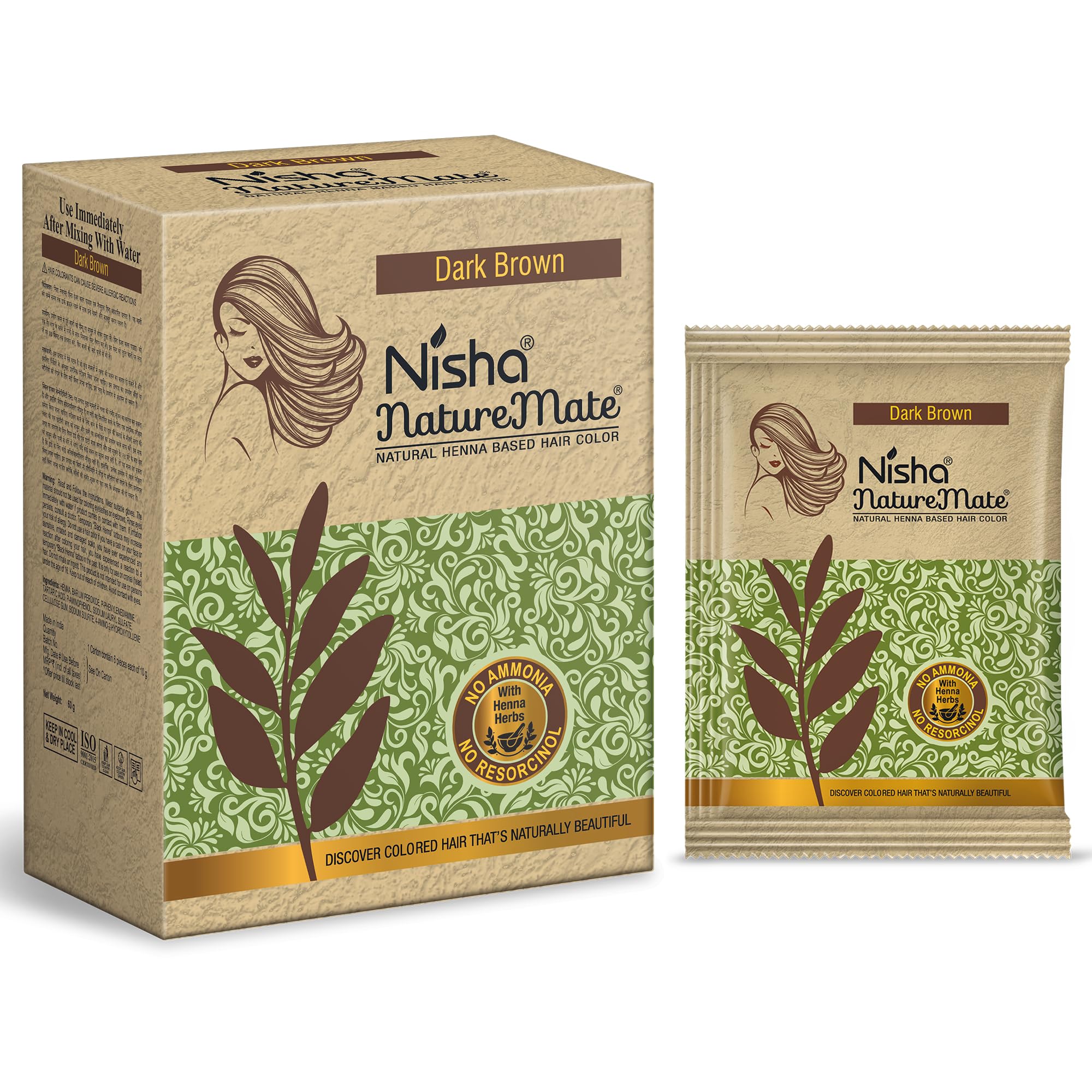 Natural Henna Hair Dye Powder - Dark Brown Permanent Hair Color | 100% Grey Coverage | Ammonia-Free with Amla, Shikakai, Hibiscus & Aloe Vera | Herbal Hair Treatment for Salon-Quality Shine | Perfect for At-Home Hair Coloring & Covering Greys Naturally