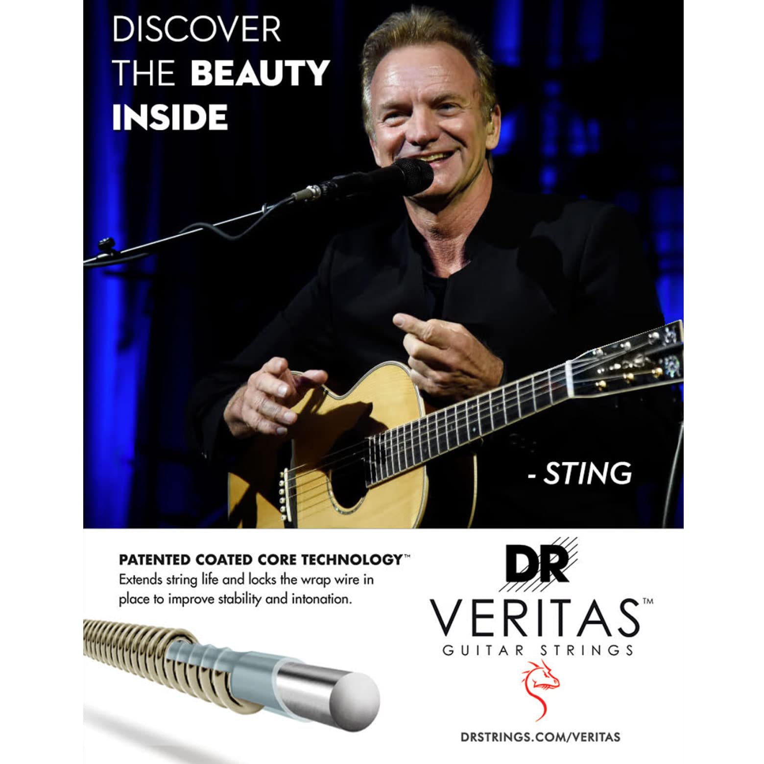 DR Strings VTA-11 Veritas Phosphor Bronze Acoustic Guitar Strings 11-50 Custom Light Gauge Set | Bright Tone & Long-Lasting Performance for Folk, Country & Fingerstyle Playing