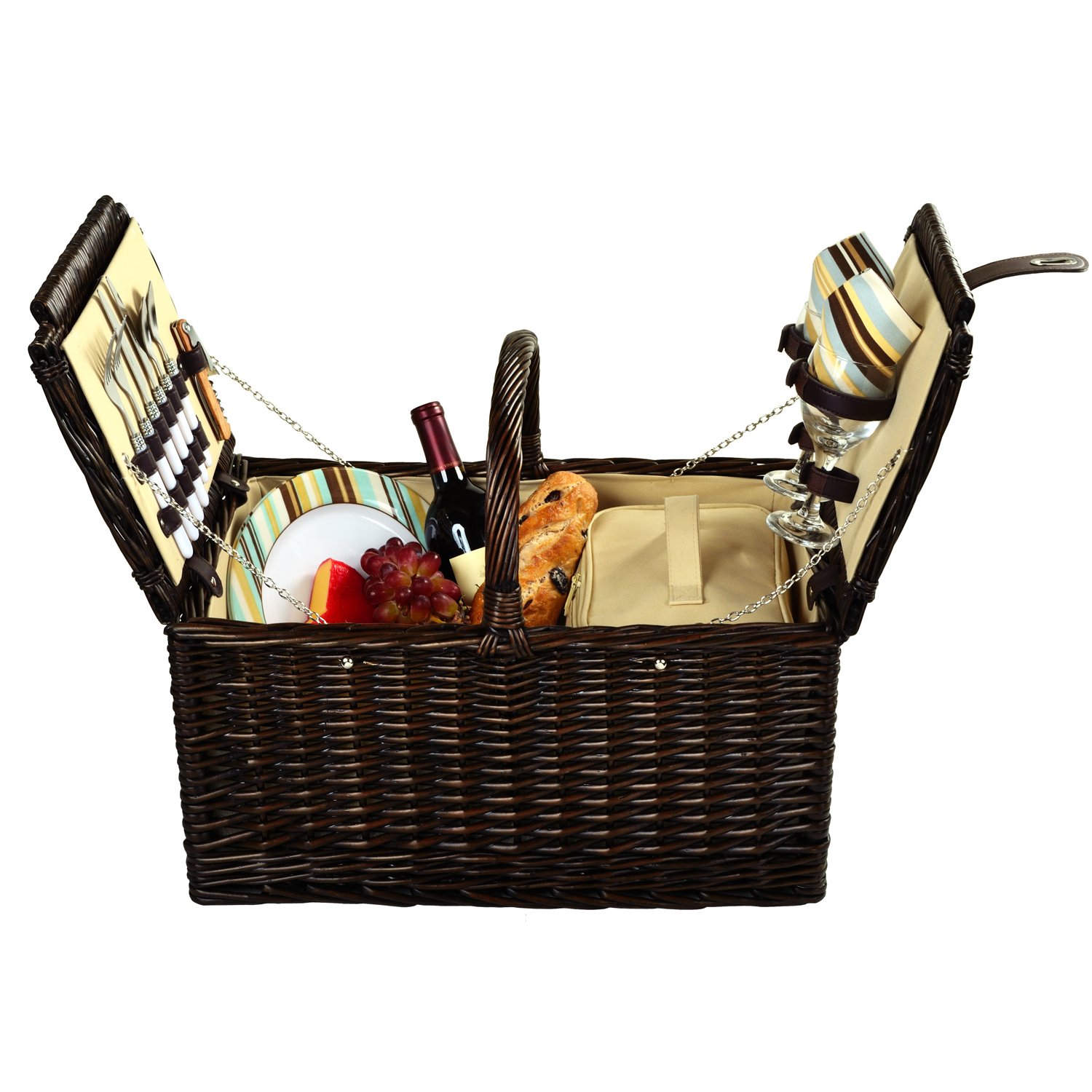 Surrey Picnic Basket for 2 - Insulated Outdoor Picnic Bag with Accessories (Green) - Perfect for Romantic Dates, Beach Outings & Park Picnics