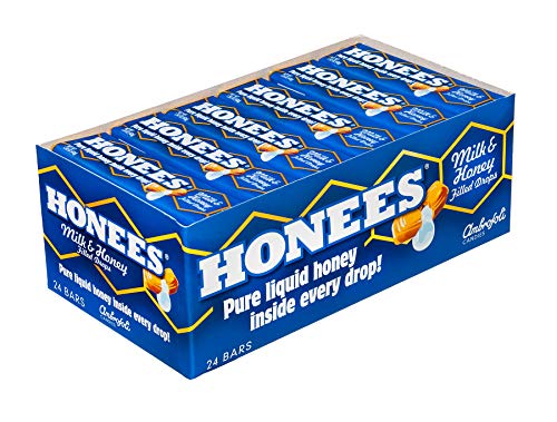 Honees Milk & Honey Cough Drops - 24 Pack | Natural Throat Relief for Cough & Sore Throat | Travel & Work Comfort