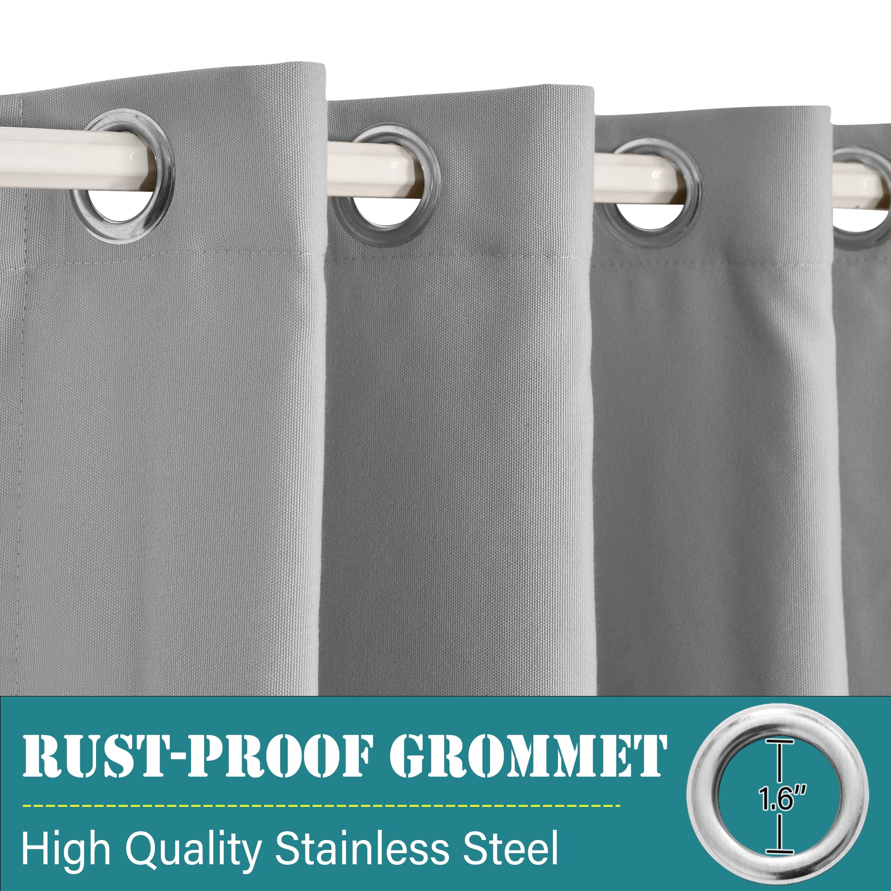 Waterproof Grey Outdoor Curtains 120