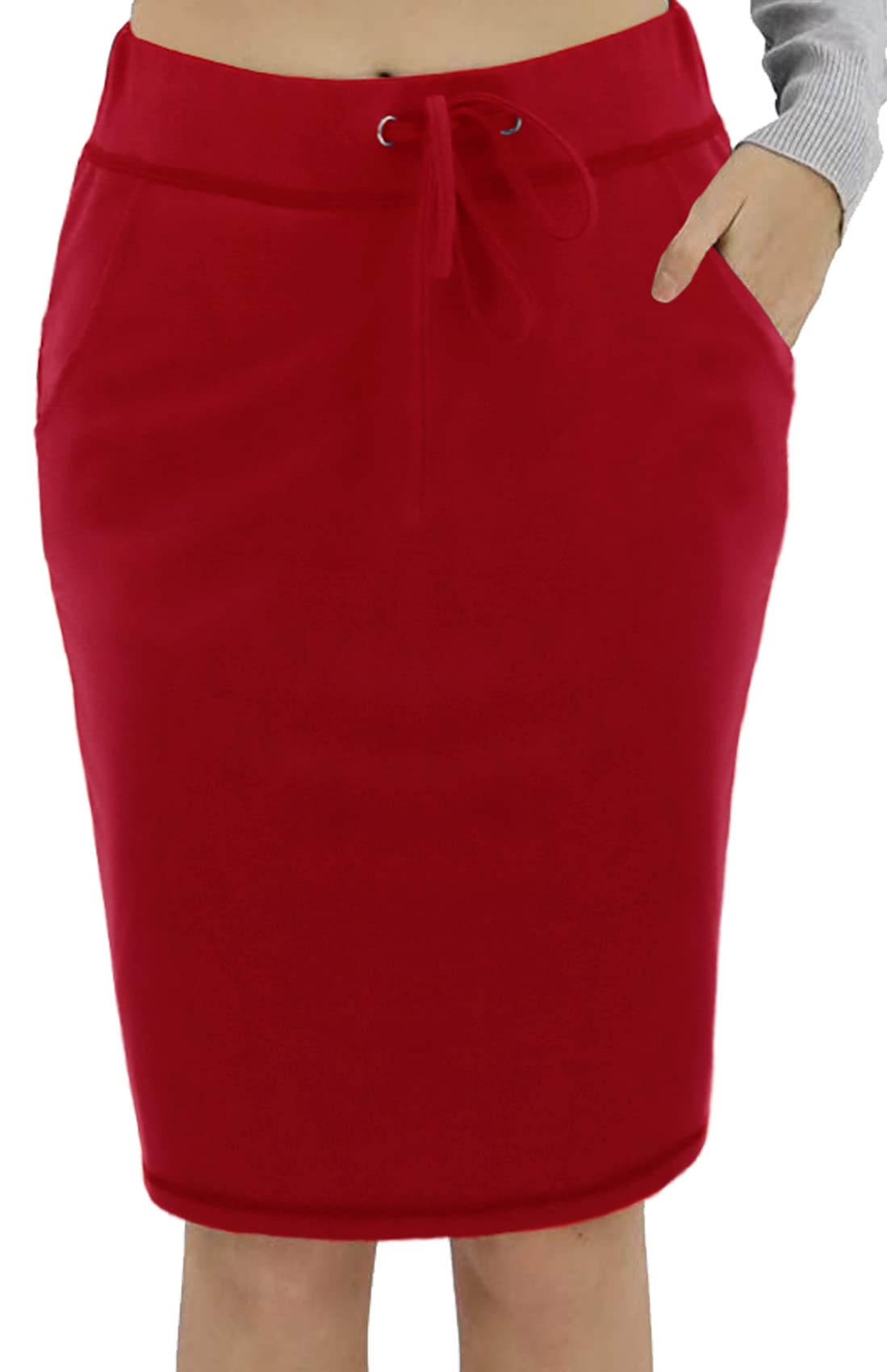 Stylish Women's Knee-Length Summer Pencil Skirt with Elastic Waist & Pockets - Perfect for Office Wear, Casual Outings & Summer Vacations
