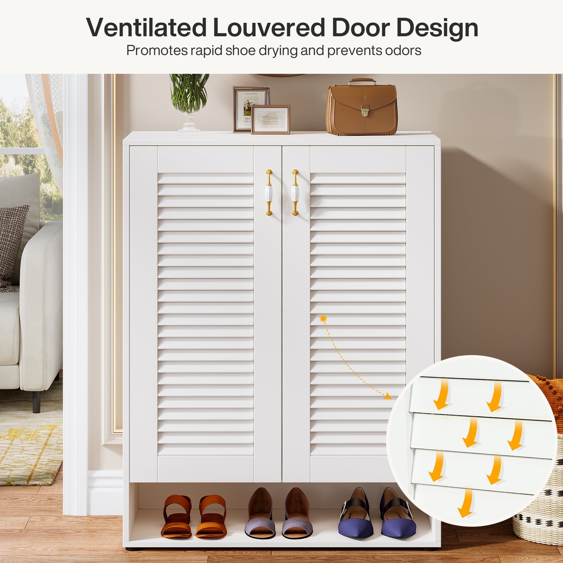 41-Inch Shoe Storage Cabinet - 24 Pair Adjustable Shoe Rack Organizer with Removable Shelves | Perfect for Entryway, Closet & Bedroom Organization