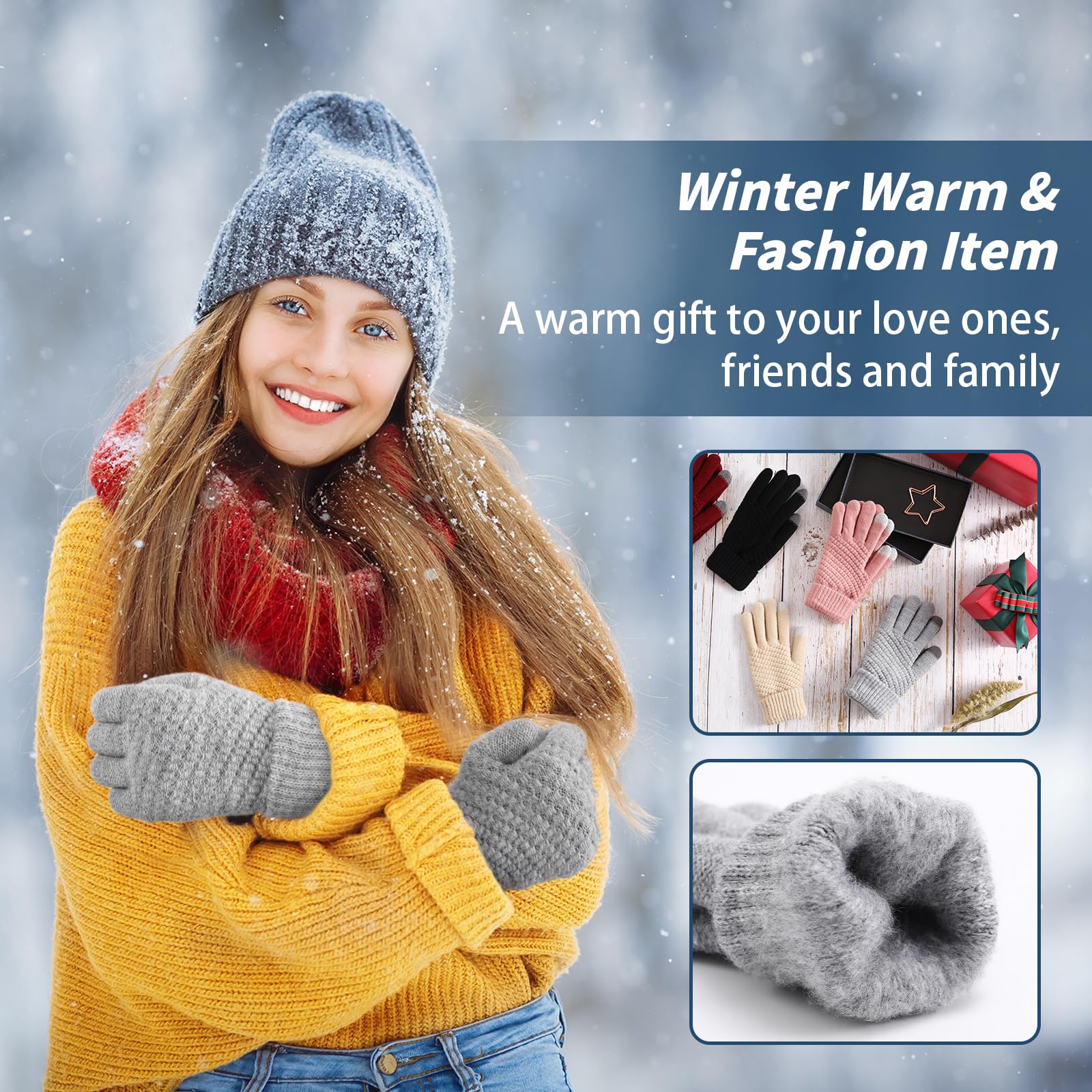 Premillow Women's Winter Touchscreen Gloves - Warm Knit Gloves with Elastic Cuff for Cold Weather - Perfect for Driving, Skiing & Outdoor Activities