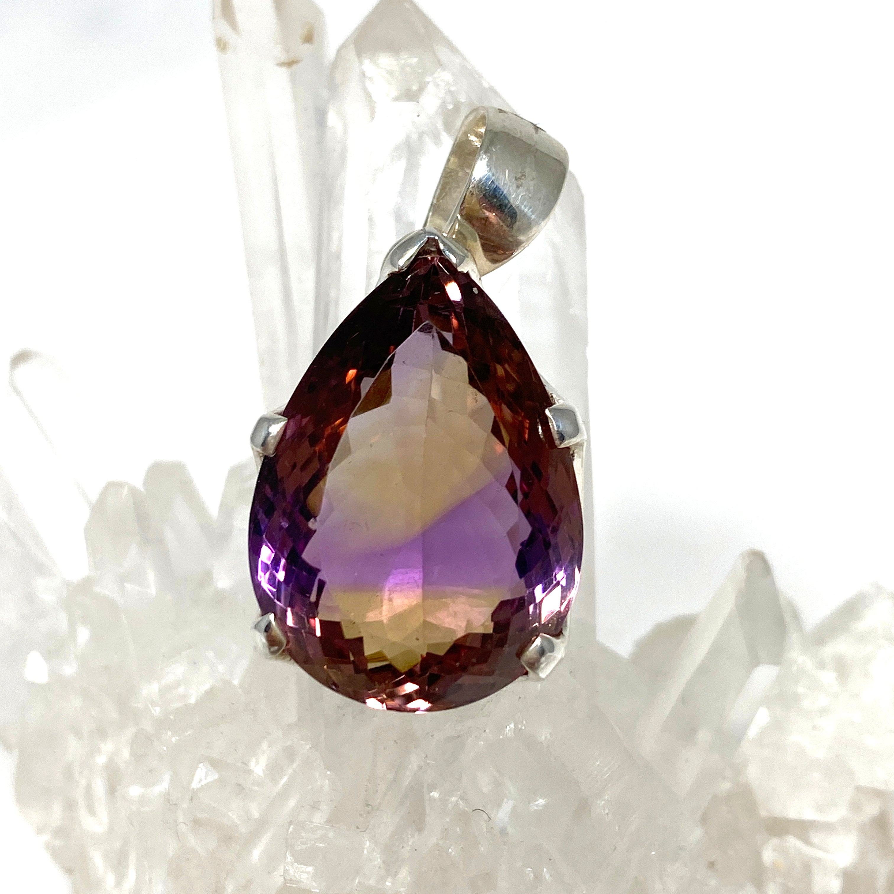 Natural Ametrine Teardrop Faceted Pendant Necklace - 925 Sterling Silver Jewelry PPGJ777 | Elegant Gift for Women, Bridesmaids & Birthday | Perfect for Weddings, Parties & Special Occasions