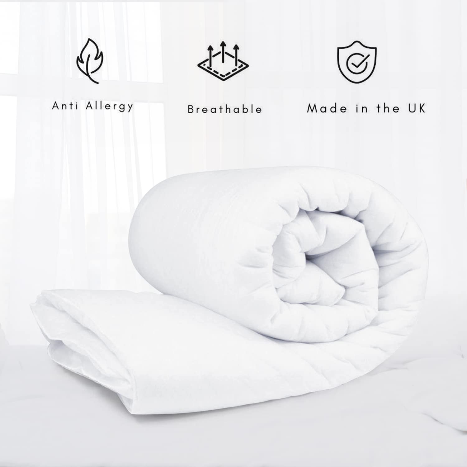 Hafaa King Size Duvet 10.5 Tog All-Season Anti-Allergy Hollowfibre Filling - Thick & Warm Comfortable Quilt for Bedroom (UK Made) - Perfect for Winter Nights & Allergy Sufferers