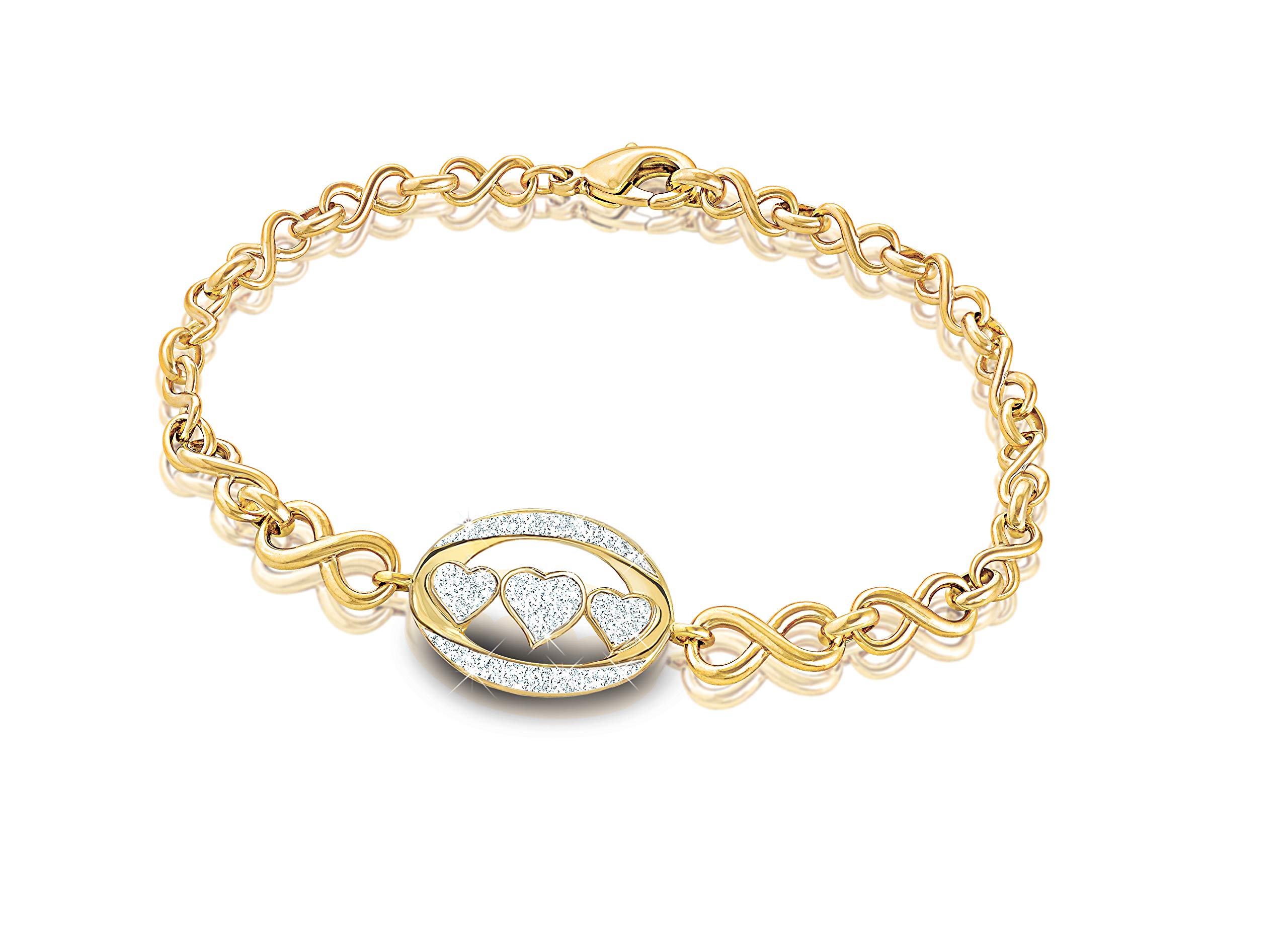 Danbury Mint I Love You Diamond Bracelet - 14K Gold Plated Bracelet with Genuine Diamonds - Romantic Jewelry Gift for Her - Anniversary, Valentine's Day & Special Occasion Present #4398-005
