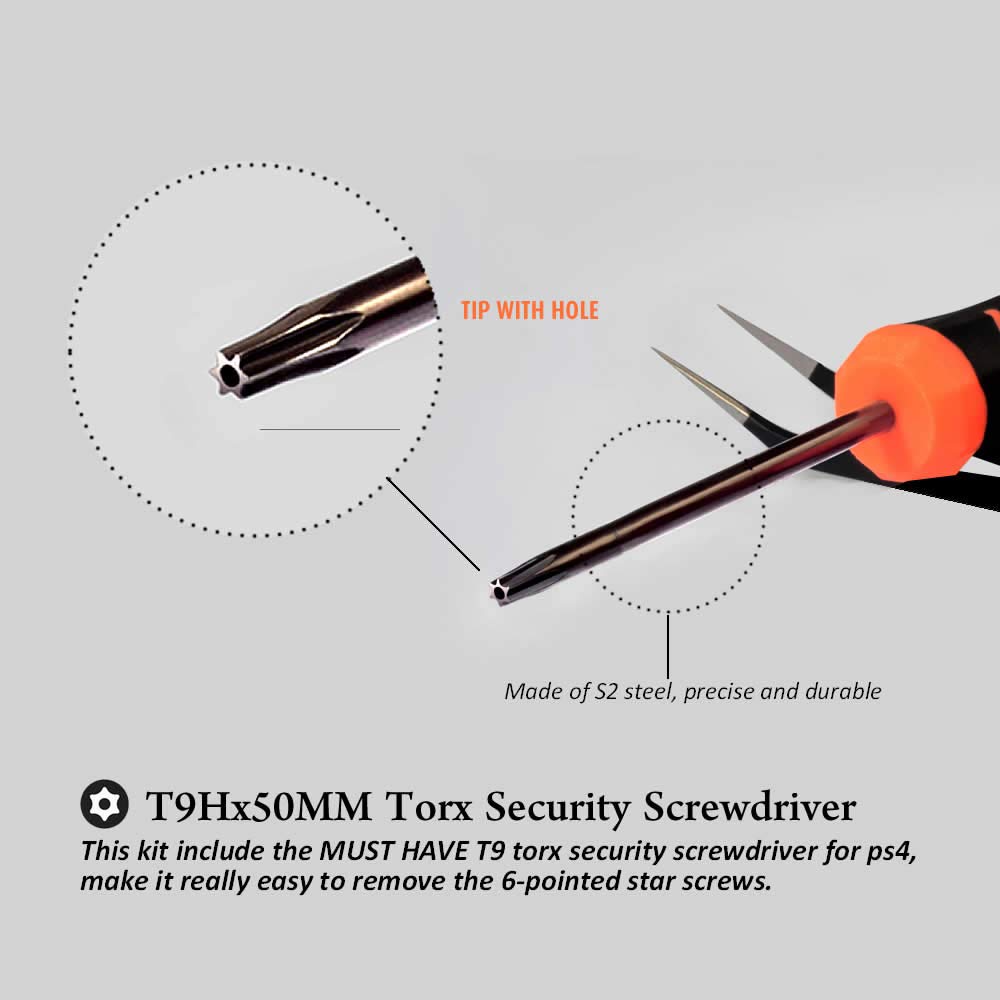 TECKMAN TR9 Torx Security & PH00 PH0 PH1 Phillips Screwdriver Set - Professional Cleaning & Repair Tool Kit for PS4 PS5 Controllers & Consoles - Perfect for Playstation Maintenance, Dust Removal & DIY Repairs at Home