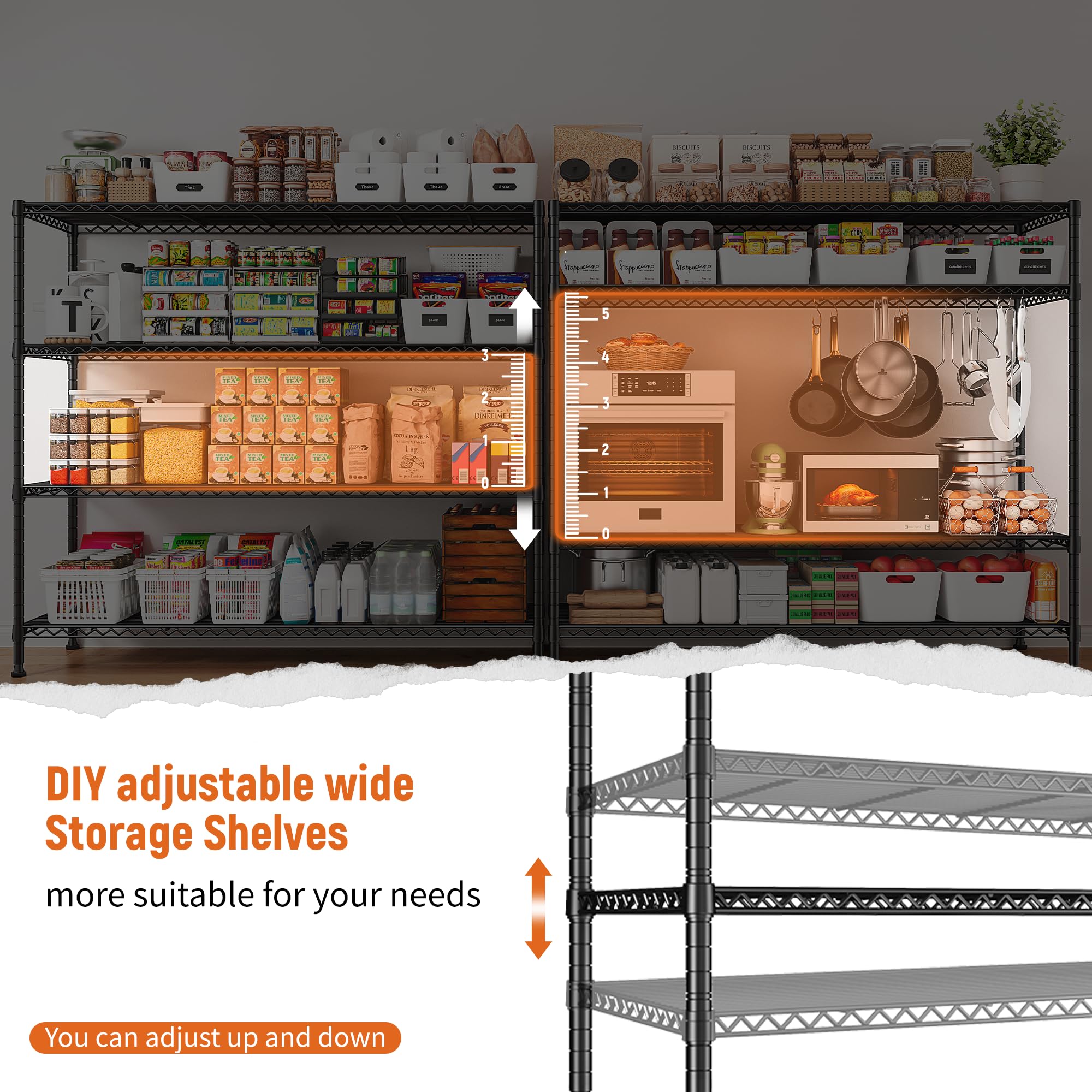 REIBII 4-Tier Heavy Duty Metal Storage Shelves 45.3