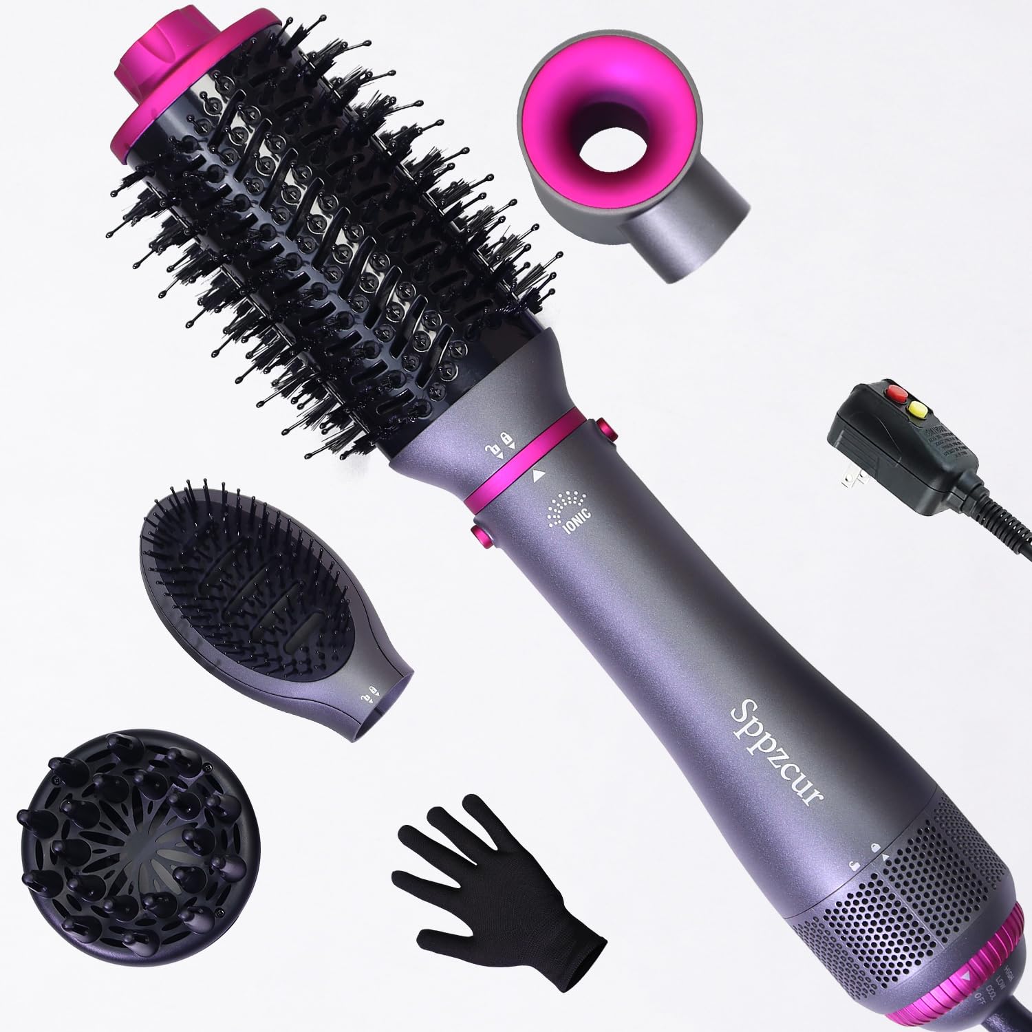 4-in-1 Hair Dryer Brush with Negative Ion & Diffuser - Salon Styling at Home