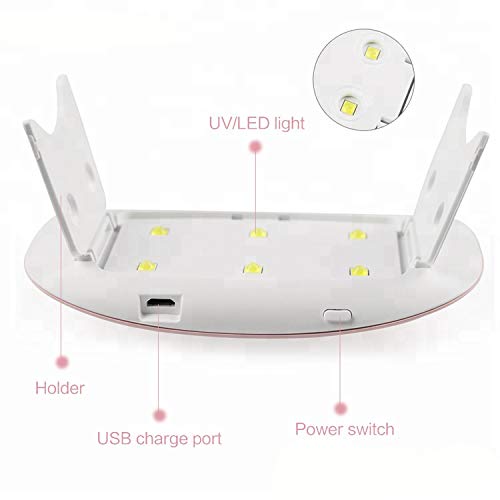 Kami XsSun Mini UV LED Travel Size Nail Lamp with Auto Sensor - Portable Gel Nail Polish Dryer for Home & Salon Use, Perfect for Manicures & Pedicures (Pink)