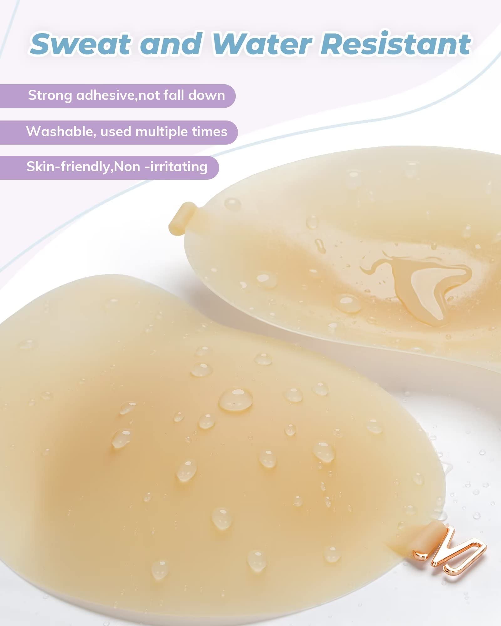 APOWUS Sticky Bra Ultra Thin - Adhesive Invisible Strapless Backless Silicone Bra (2 Pairs) for Small Breasts | Perfect for Backless Dresses, Wedding Gowns & Summer Tops