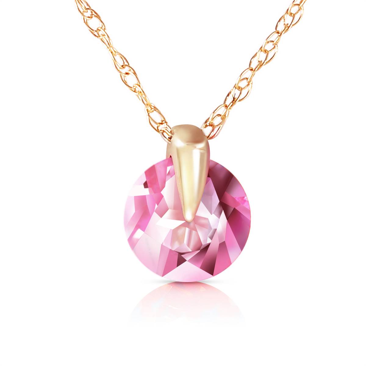 1 Carat 14K Solid Yellow Gold Pink Topaz Pendant Necklace for Women - Elegant Gift for Anniversary, Birthday & Valentine's Day - Perfect for Evening Wear & Special Occasions
