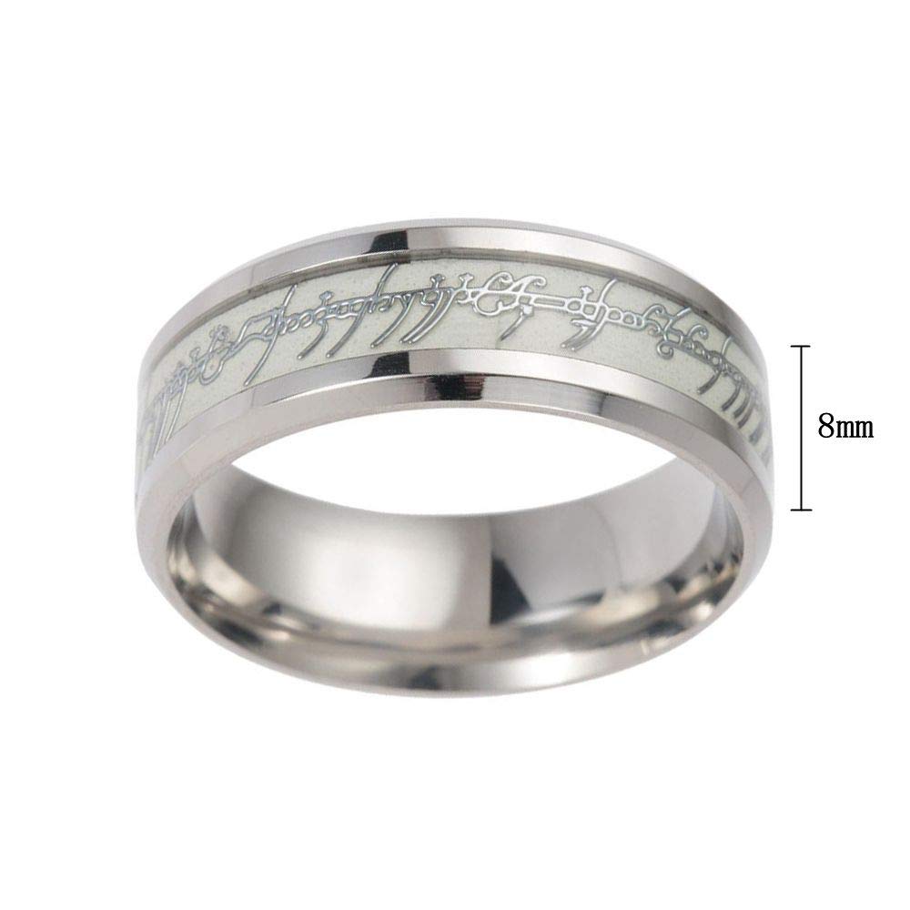 Glow in The Dark Stainless Steel Wedding Ring for Men & Women - 8mm Wide Matching Couple Bands - Durable Black One Ring Set - Perfect Gift for Birthday, Anniversary & Holidays - Ideal for Nighttime Wear & Romantic Occasions