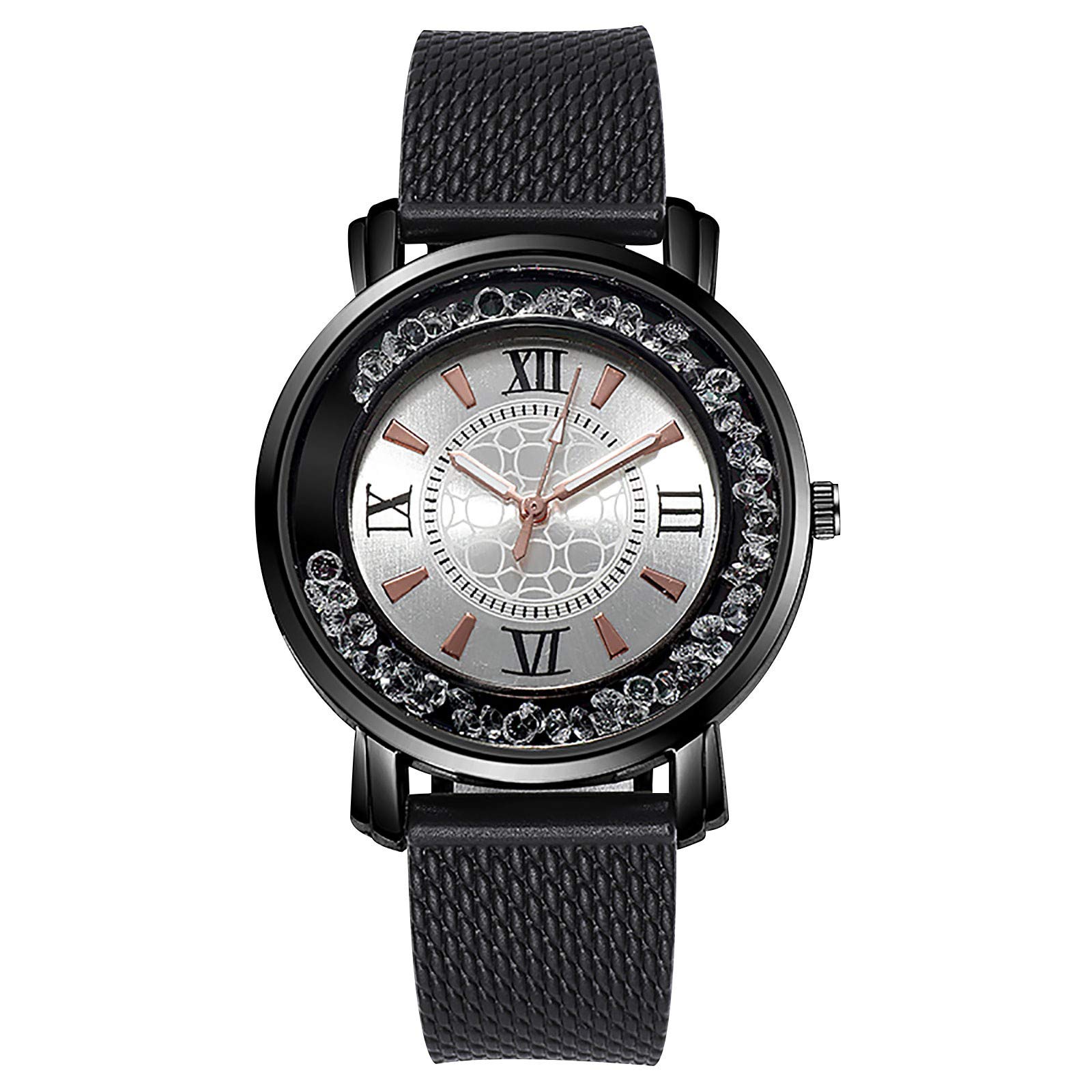 Elegant Silver Digital Watch Belt with Diamond-Studded Design - Ladies Quartz Luminous Watch - Retro Women's Wristwatch for Fashion, Nighttime & Special Occasions