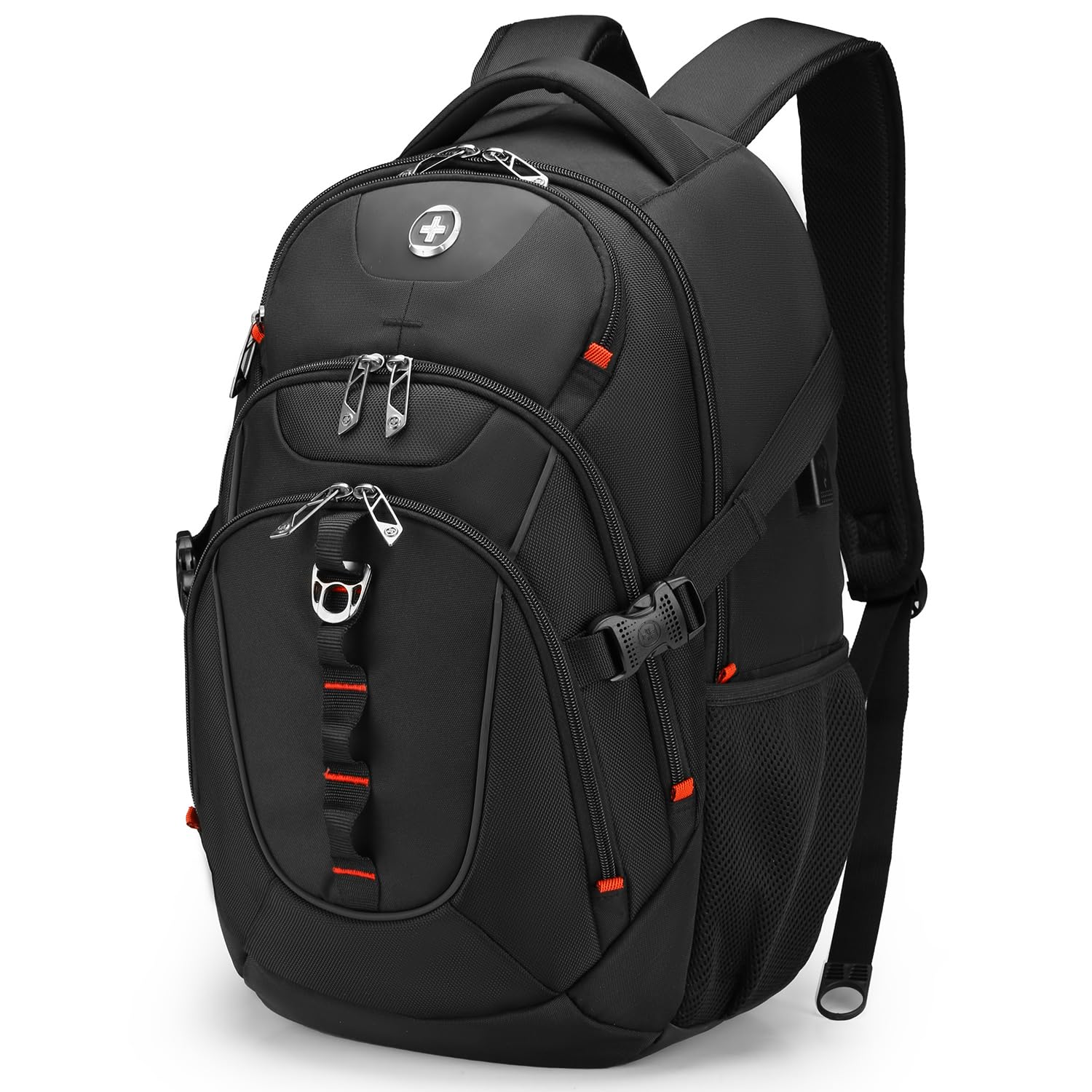 Swissdigital Business Laptop Backpack with USB Charging Port - Water Resistant 15.6 Inch Laptop Backpack for Men & Women - Perfect for Office, College, Travel & Commuting - Black (SD803)