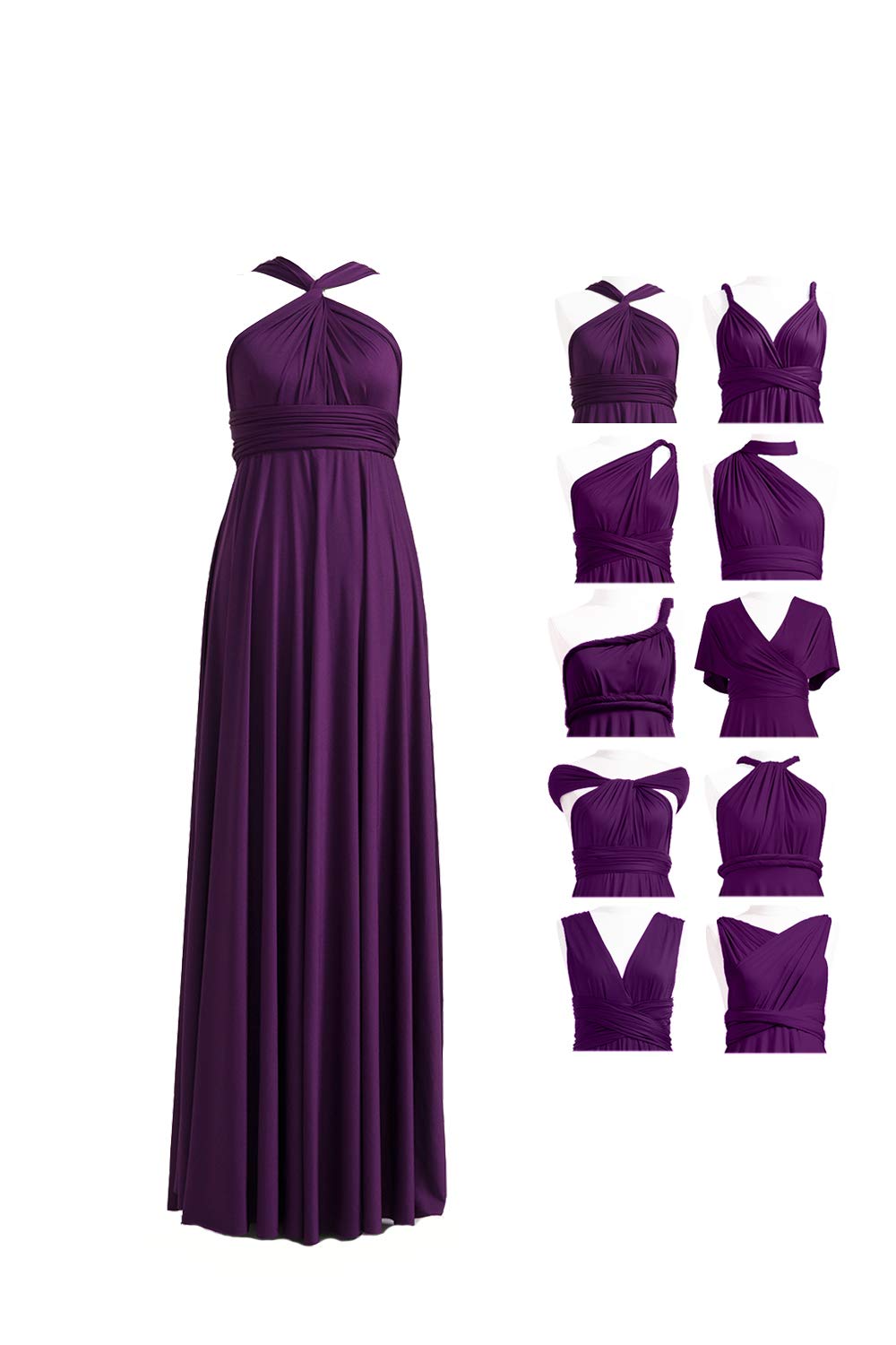 72 Styles Convertible Infinity Dress with Bandeau - Long Plus Size Multi-Way Twist Wrap Bridesmaid Dress for Weddings, Parties & Special Occasions