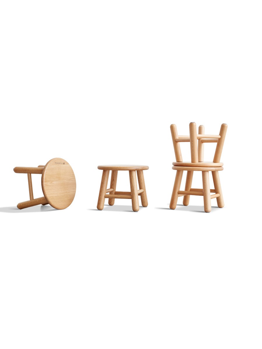 Solid Oak and Beech Wood Small Stool - Handcrafted Wooden Footstool, Side Table or Decorative Accent for Living Room, Bedroom, Nursery