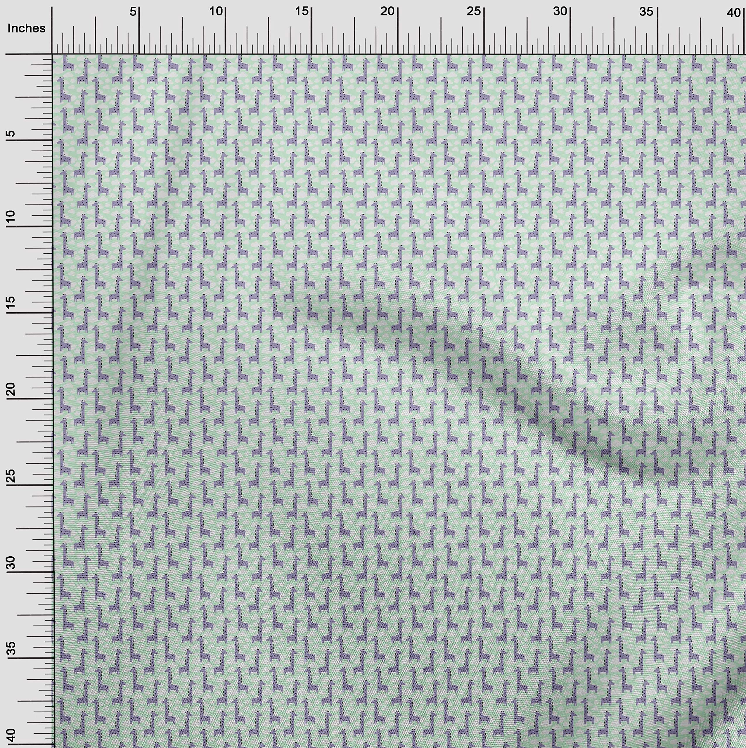 Premium Aquamarine Polyester Spandex Fabric for Kids - Giraffe Print DIY Sewing Material (56
