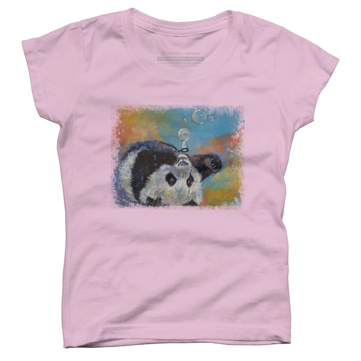 Design By Humans Girl's Blowing Bubbles Graphic Tee - Cute Cartoon Print Cotton T-Shirt for Women & Girls - Perfect for Casual Wear, School, and Summer Outfits