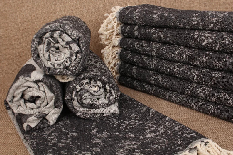 Premium Black Turtle Turkish Beach Towel - Extra Large, Soft & Quick-Dry - Perfect for Pool, Beach, Vacation & Yoga